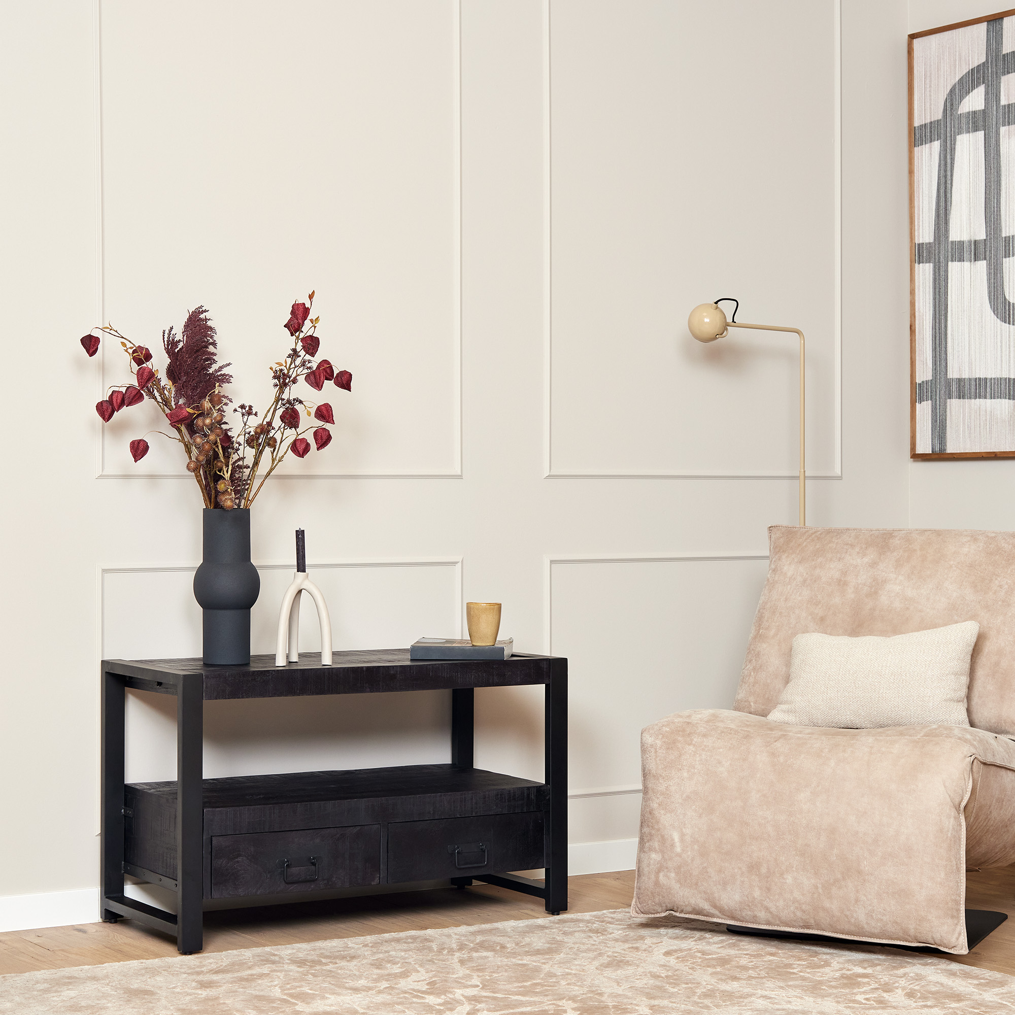Tv meubel Boaz Zwart Mangohout 100 cm - Image 1
