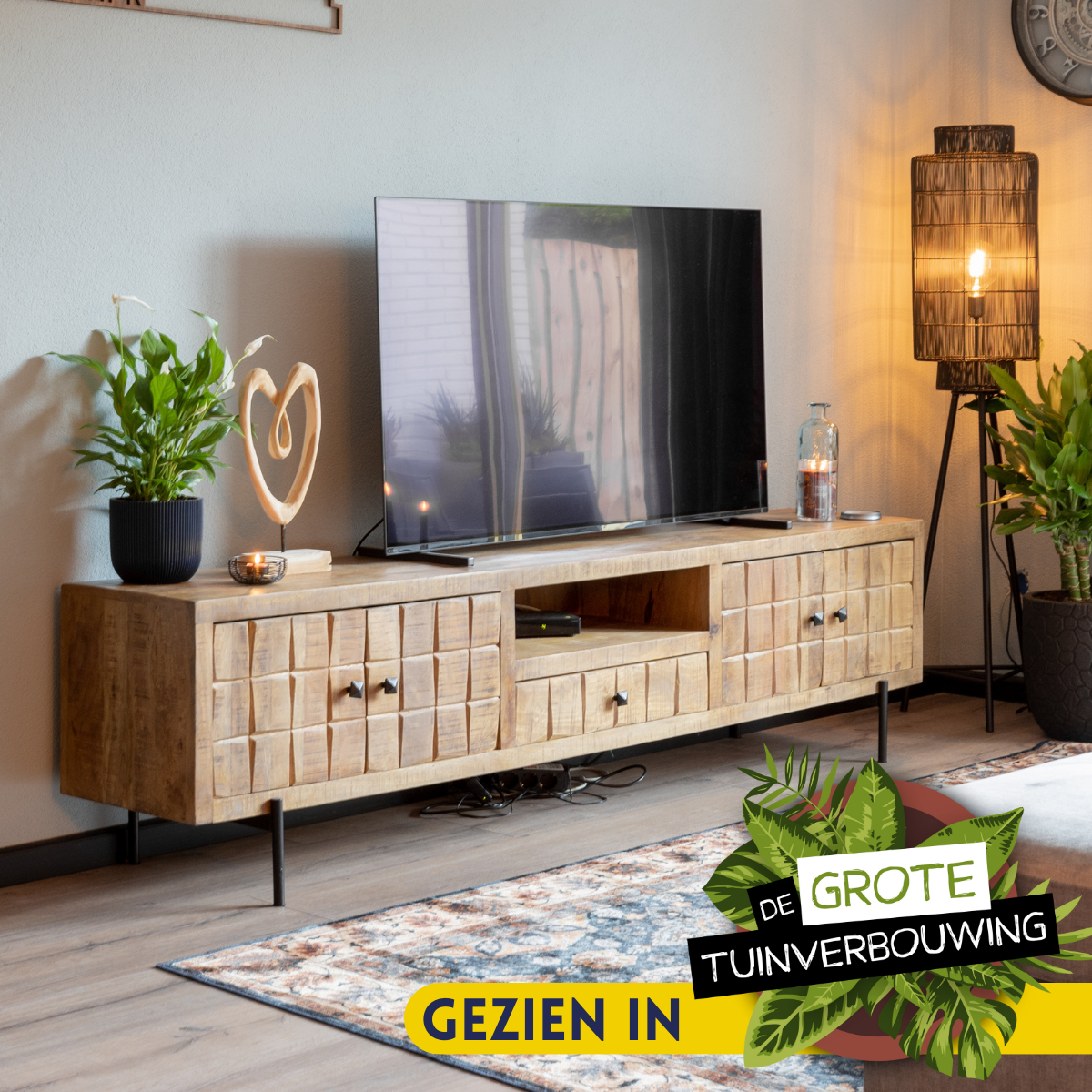 Tv meubel Brandy Naturel Mangohout 220 cm - Image 2