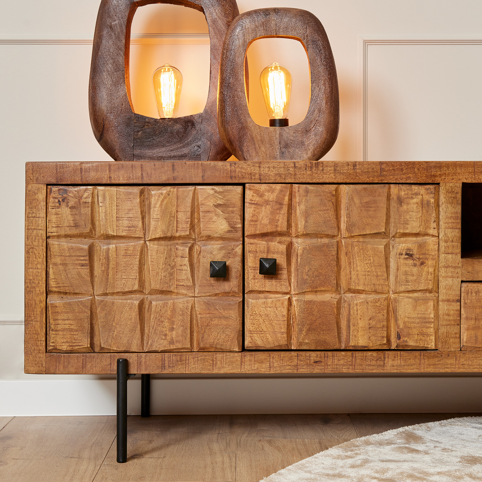 Tv meubel Brandy Naturel Mangohout 220 cm - Image 3