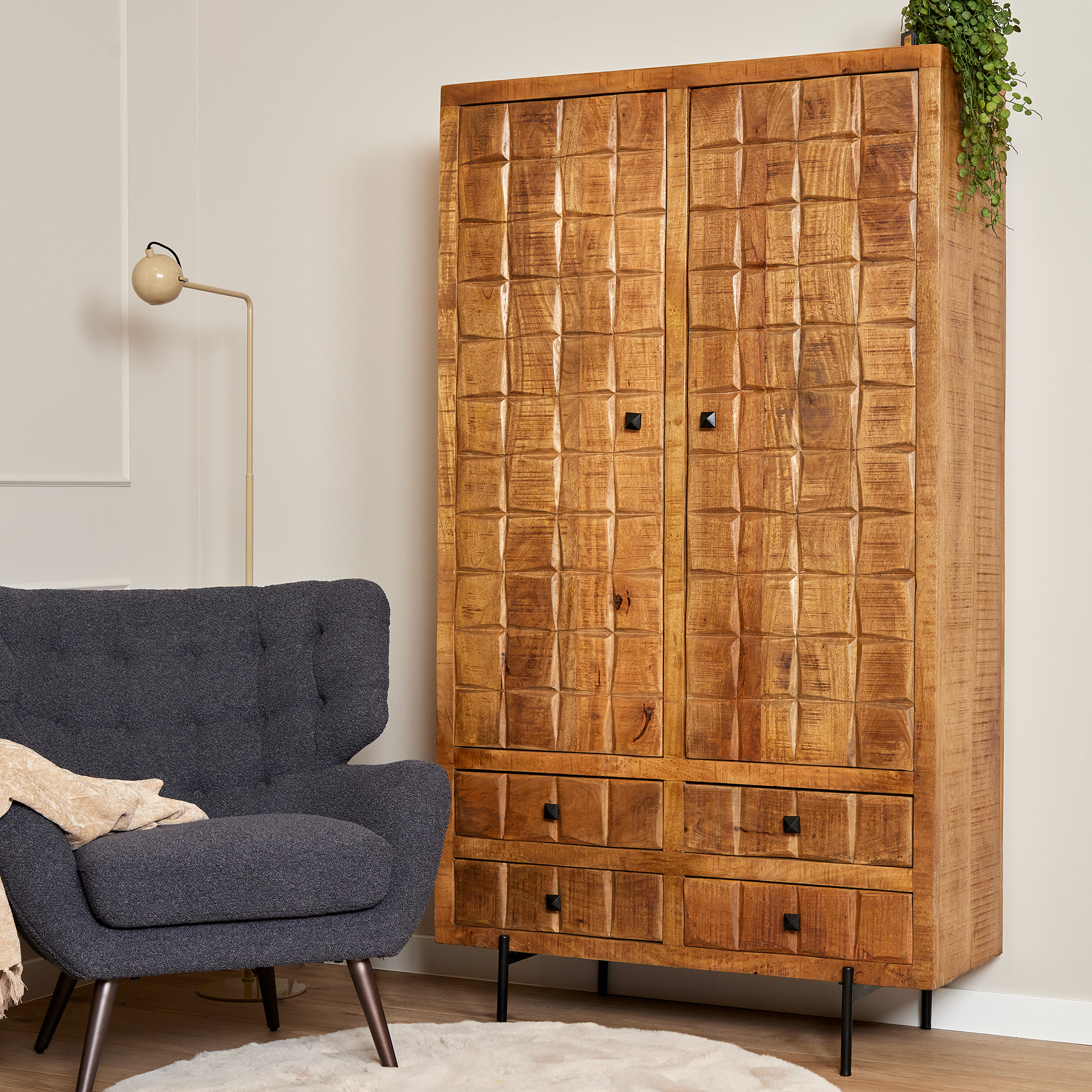 Kabinet Brandy Naturel Mangohout 100 cm - Image 1