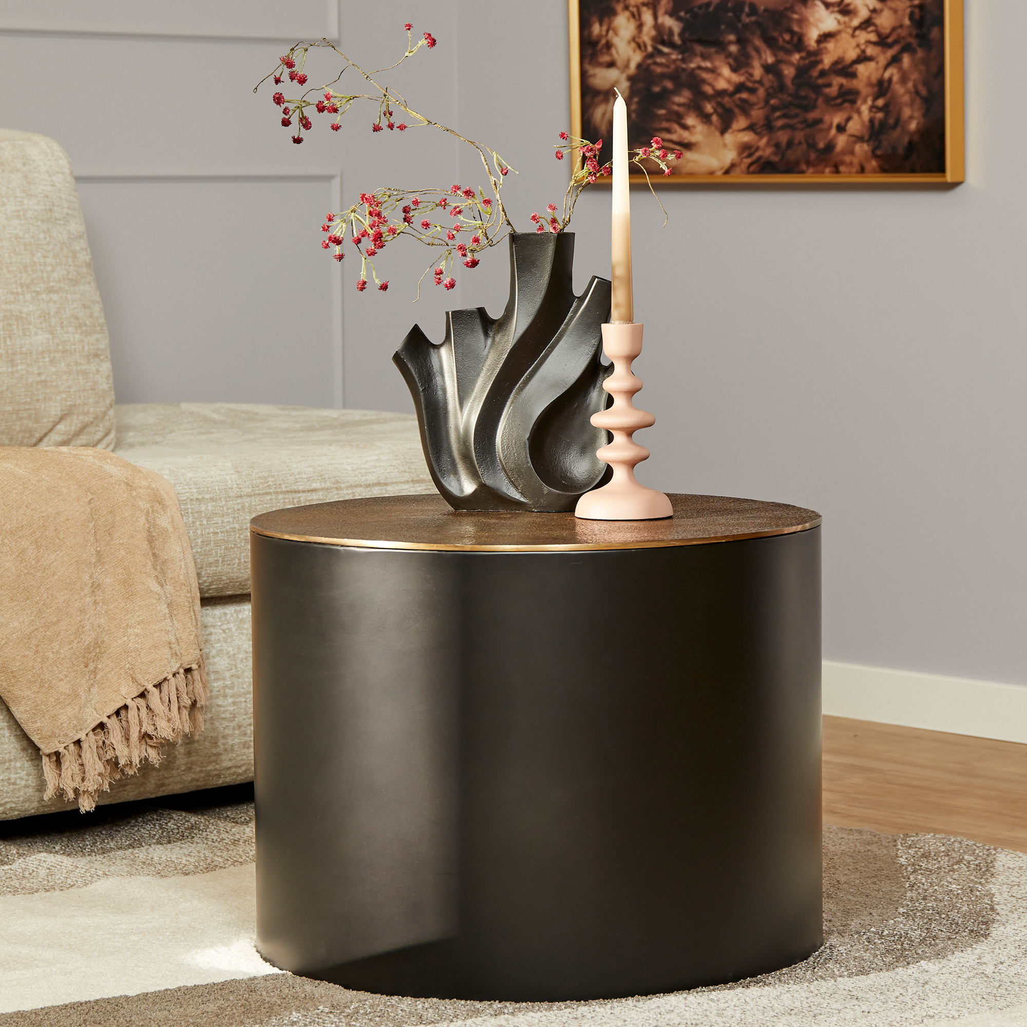Salontafel Fiore Zwart Aluminium 60 cm - Image 1
