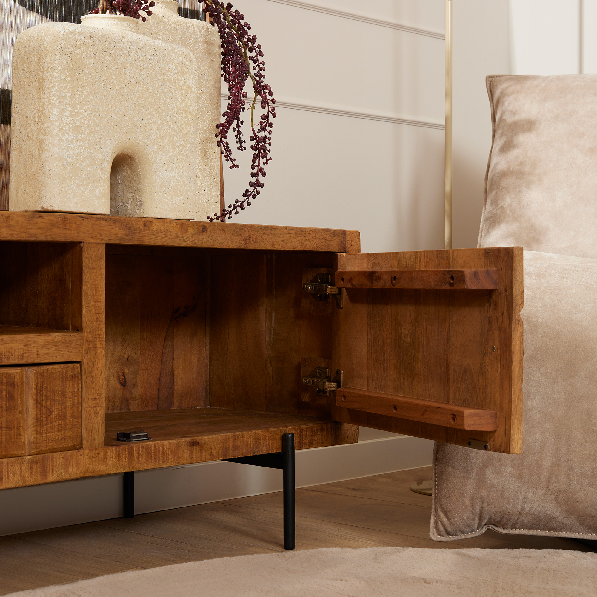 Tv meubel Brandy Naturel Mangohout 180 cm - Image 4