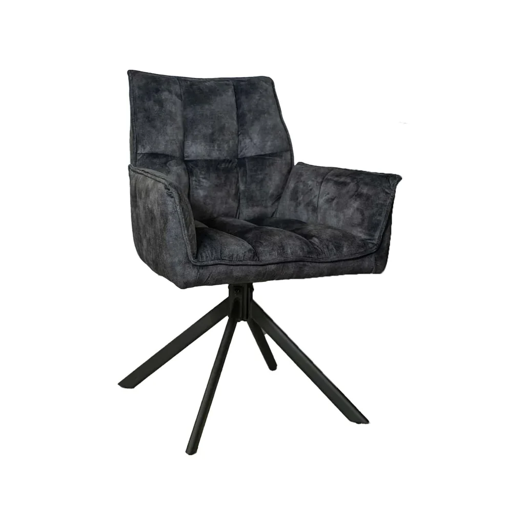 Draaibare eetkamerstoel Dani Antraciet Velvet - Image 4