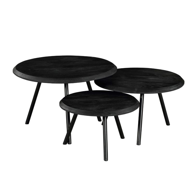 Salontafel set Ohio Zwart Mangohout 70 cm - Image 3