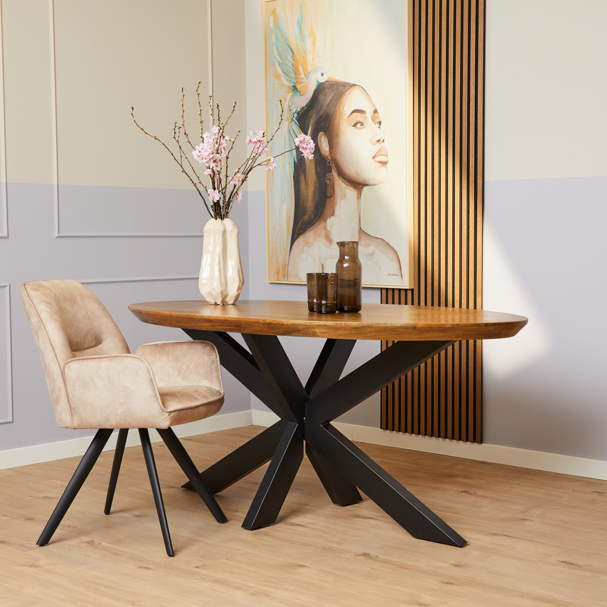 STF-13542_0 Ovale eettafel Brandy Naturel Mangohout 180 cm - Image 1