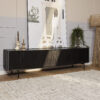 STF-5752_0 Tv meubel Madison Zwart Mangohout 210 cm - Image 1