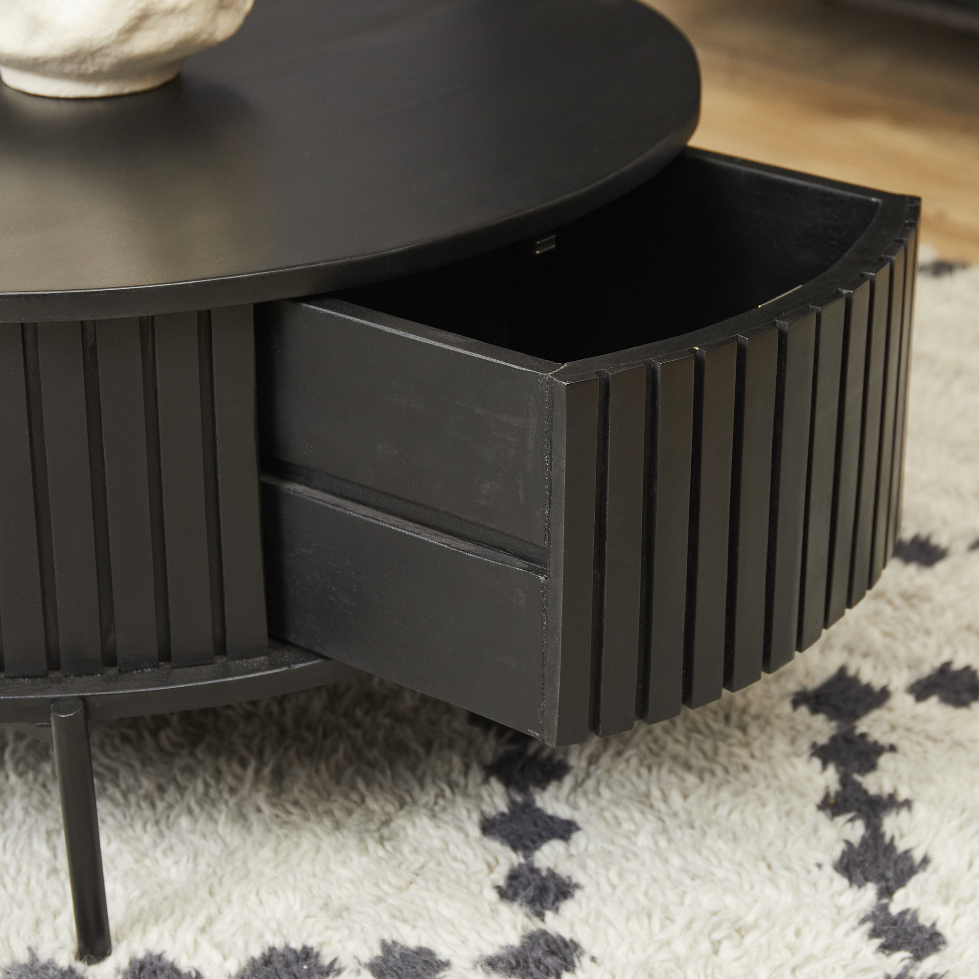 Ronde salontafel Madison Zwart Mangohout 80 cm - Image 2
