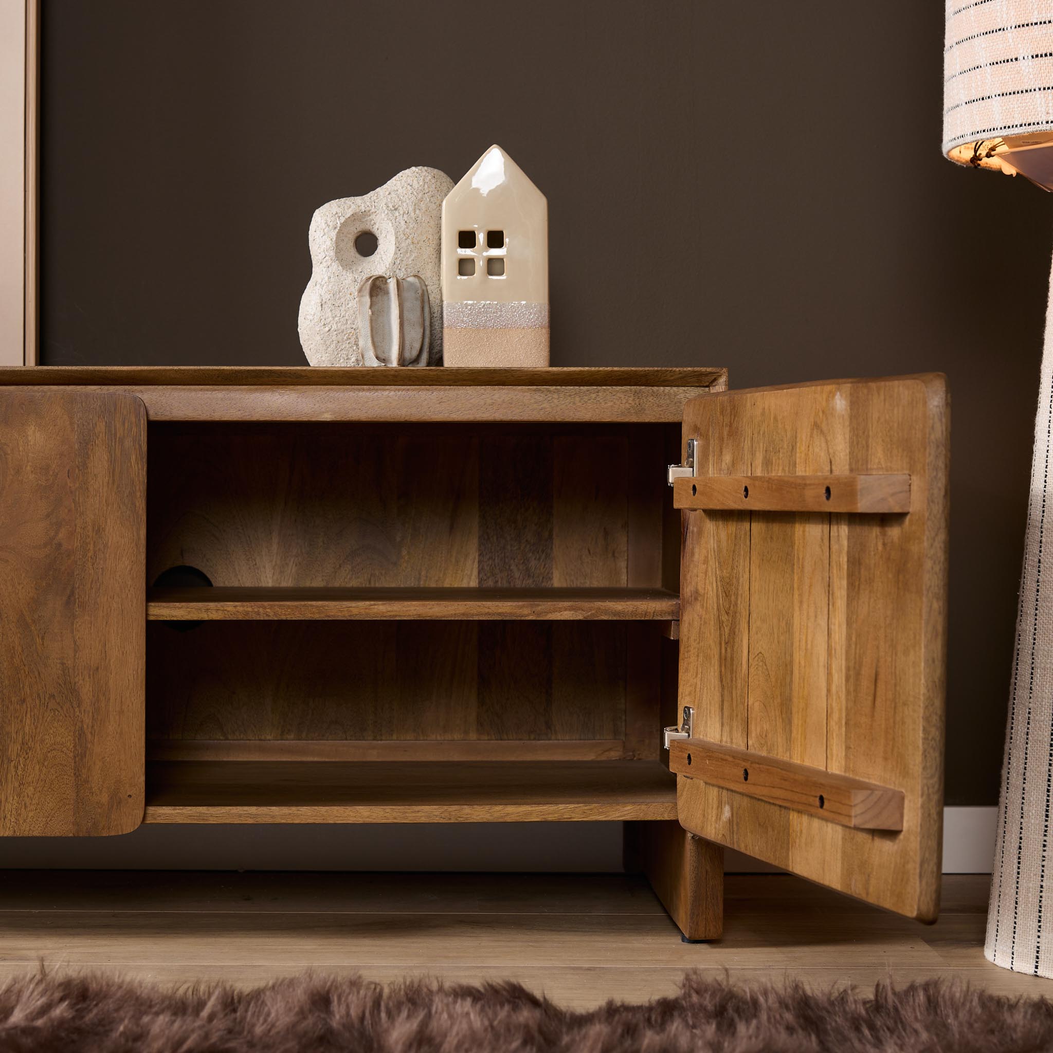 STF-6610_2 Tv meubel Tense Naturel Mangohout 150 cm - Image 3