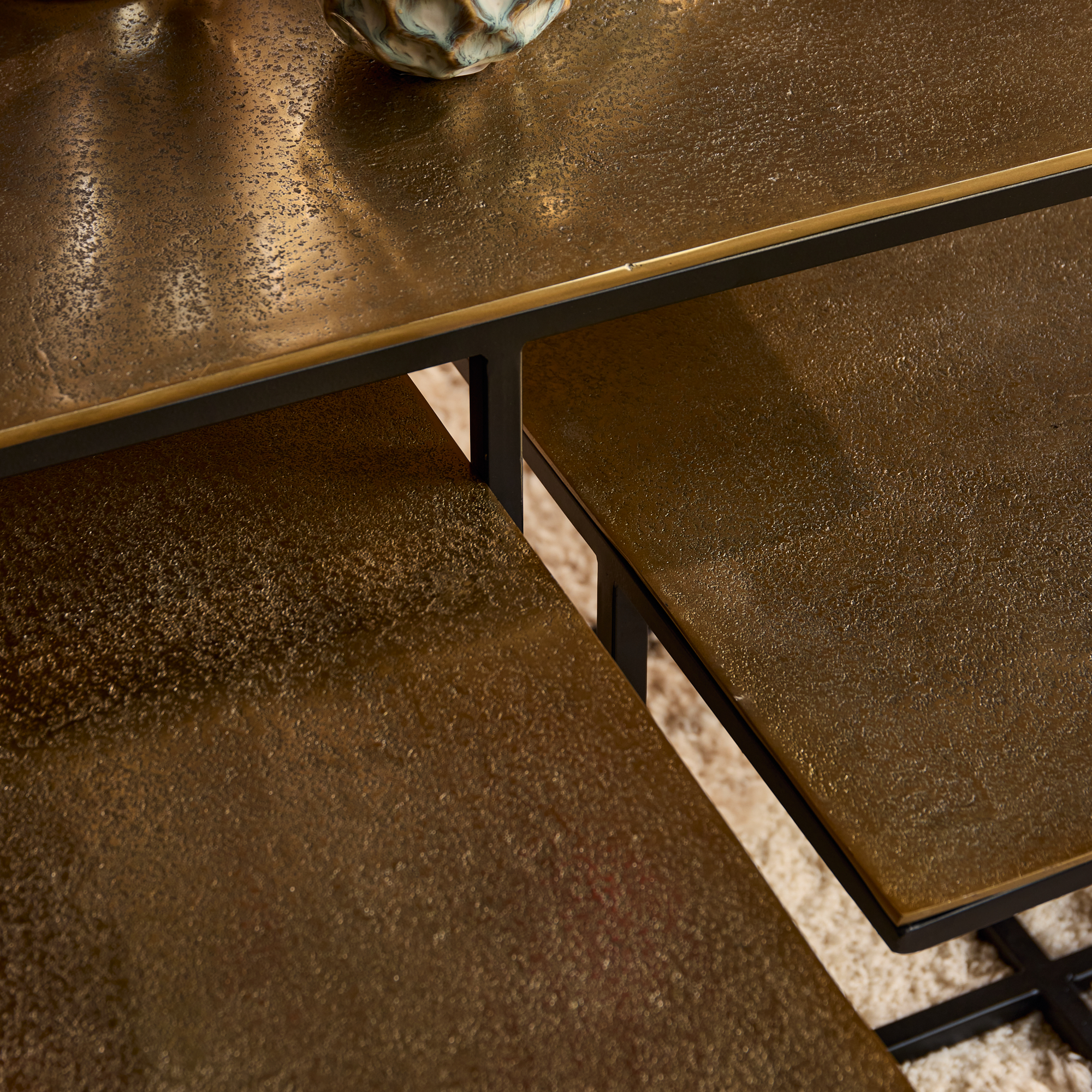 Vierkante salontafel set Joelle Brons Aluminium 70 cm - Image 2