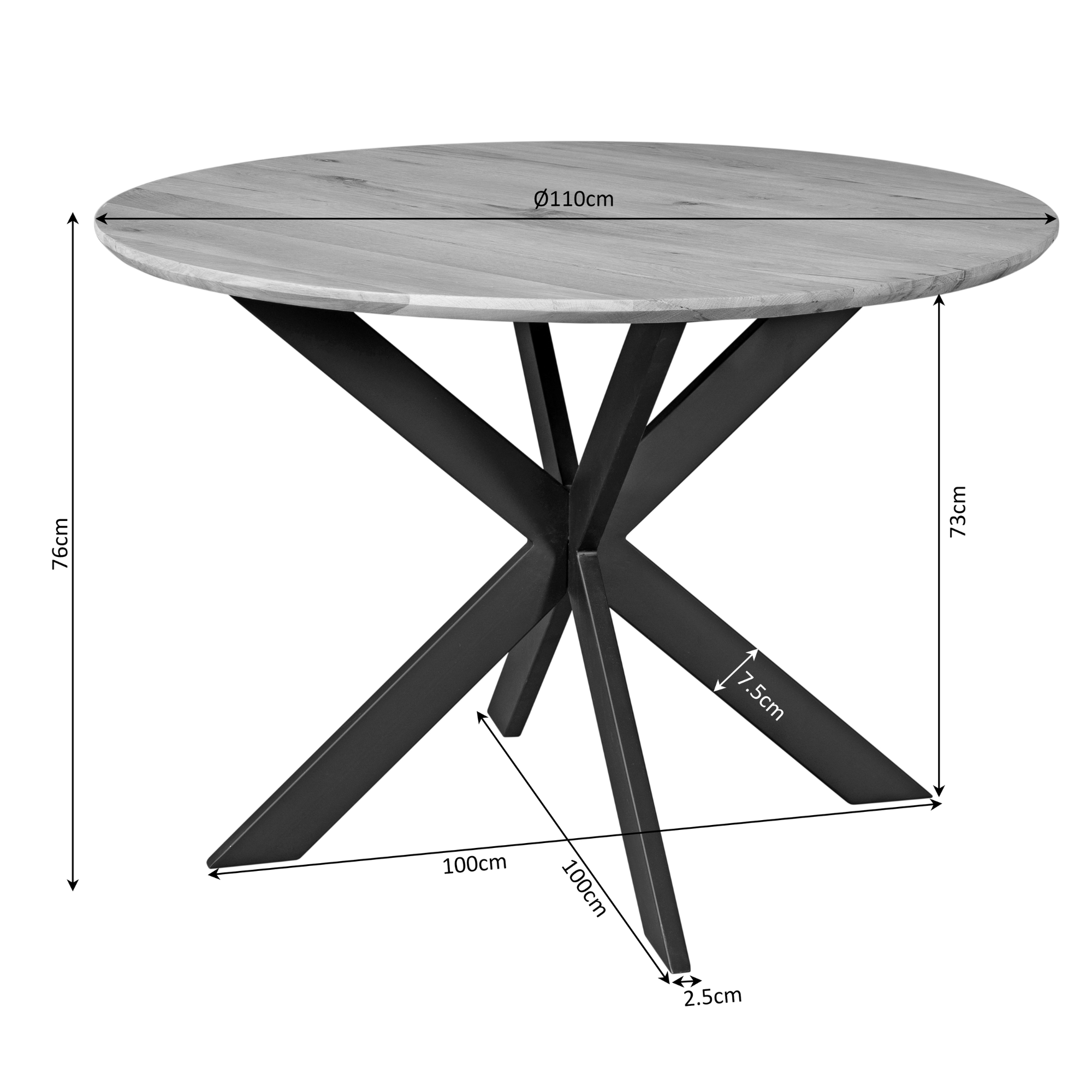 Ronde eettafel Ferris Naturel Eikenhout 110 cm - Image 20