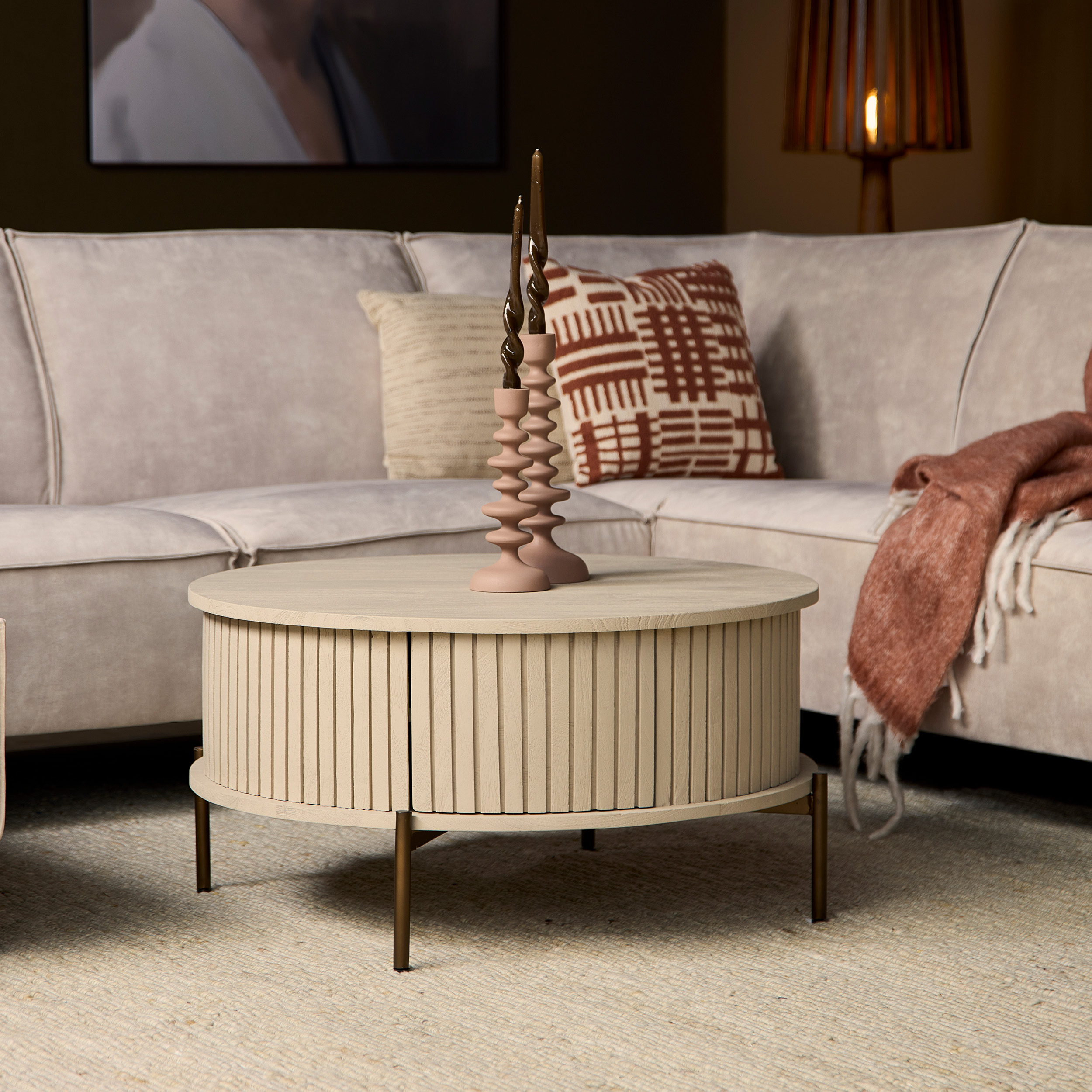 Ronde salontafel Madison Zand Mangohout 80 cm - Image 1