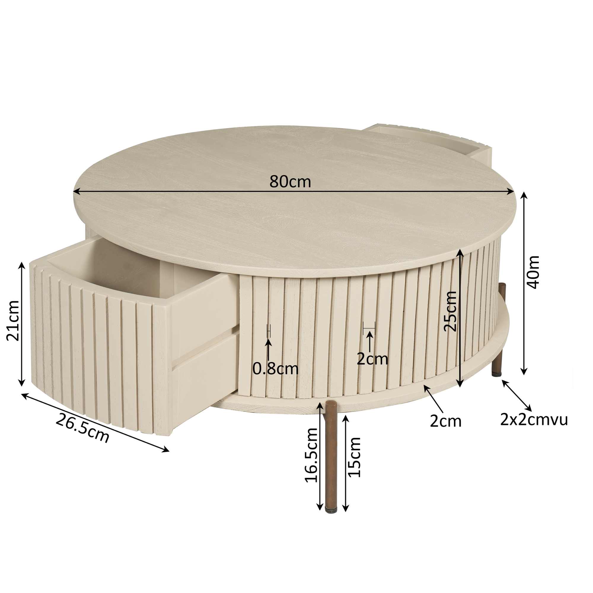 Ronde salontafel Madison Zand Mangohout 80 cm - Image 8