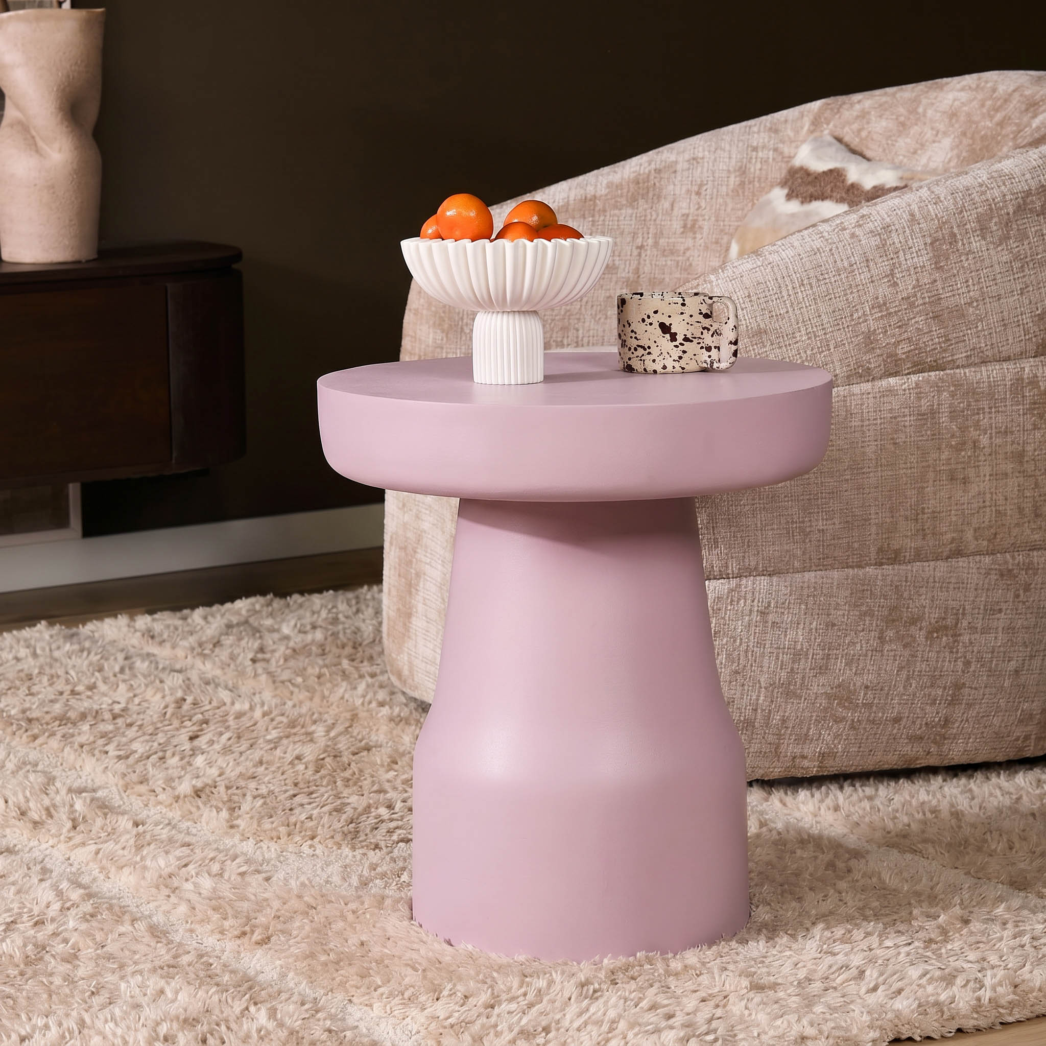 STF-27128_0 Bijzettafel Drum Roze Mangohout 40 cm - Image 1