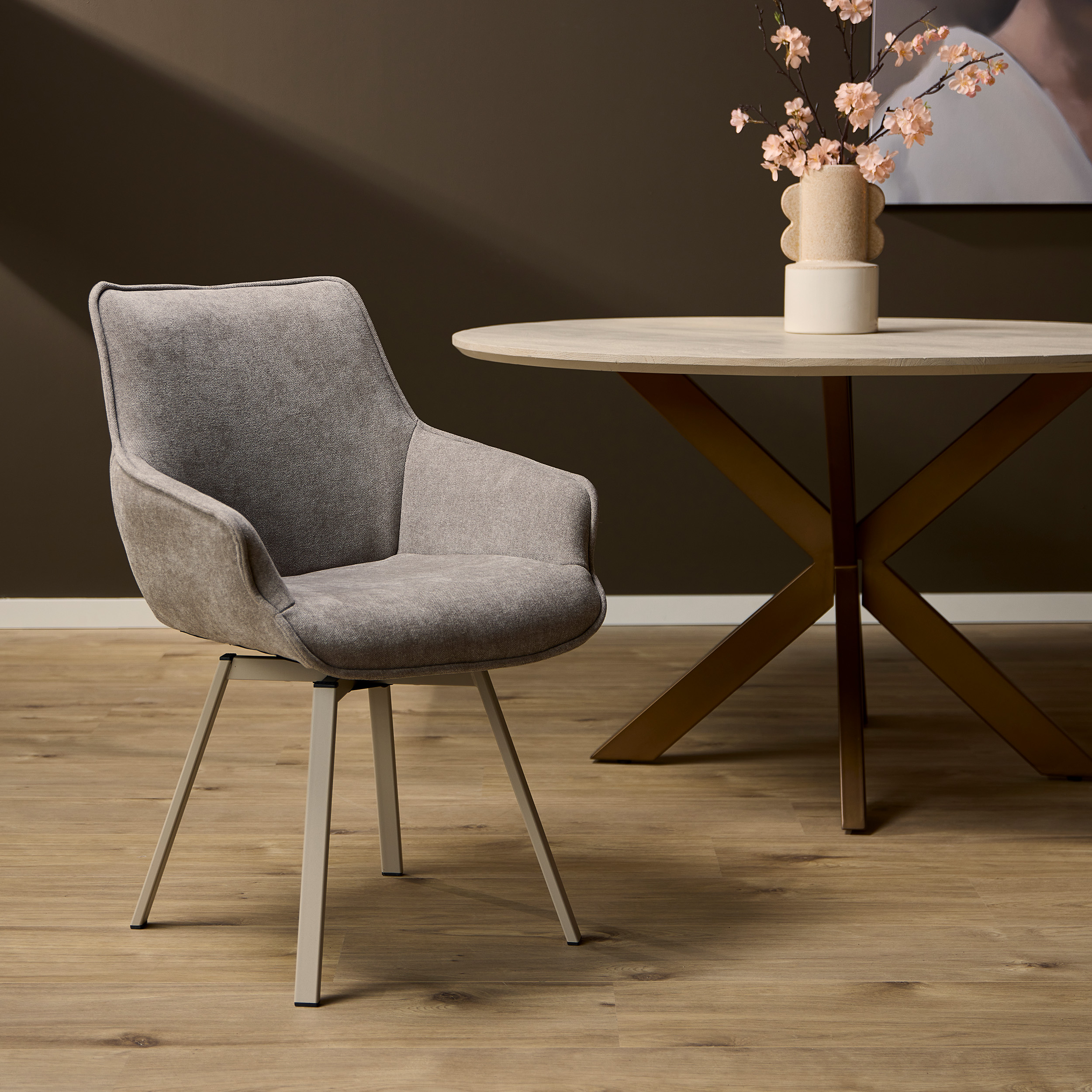 Draaibare eetkamerstoel Mees Taupe - Image 1