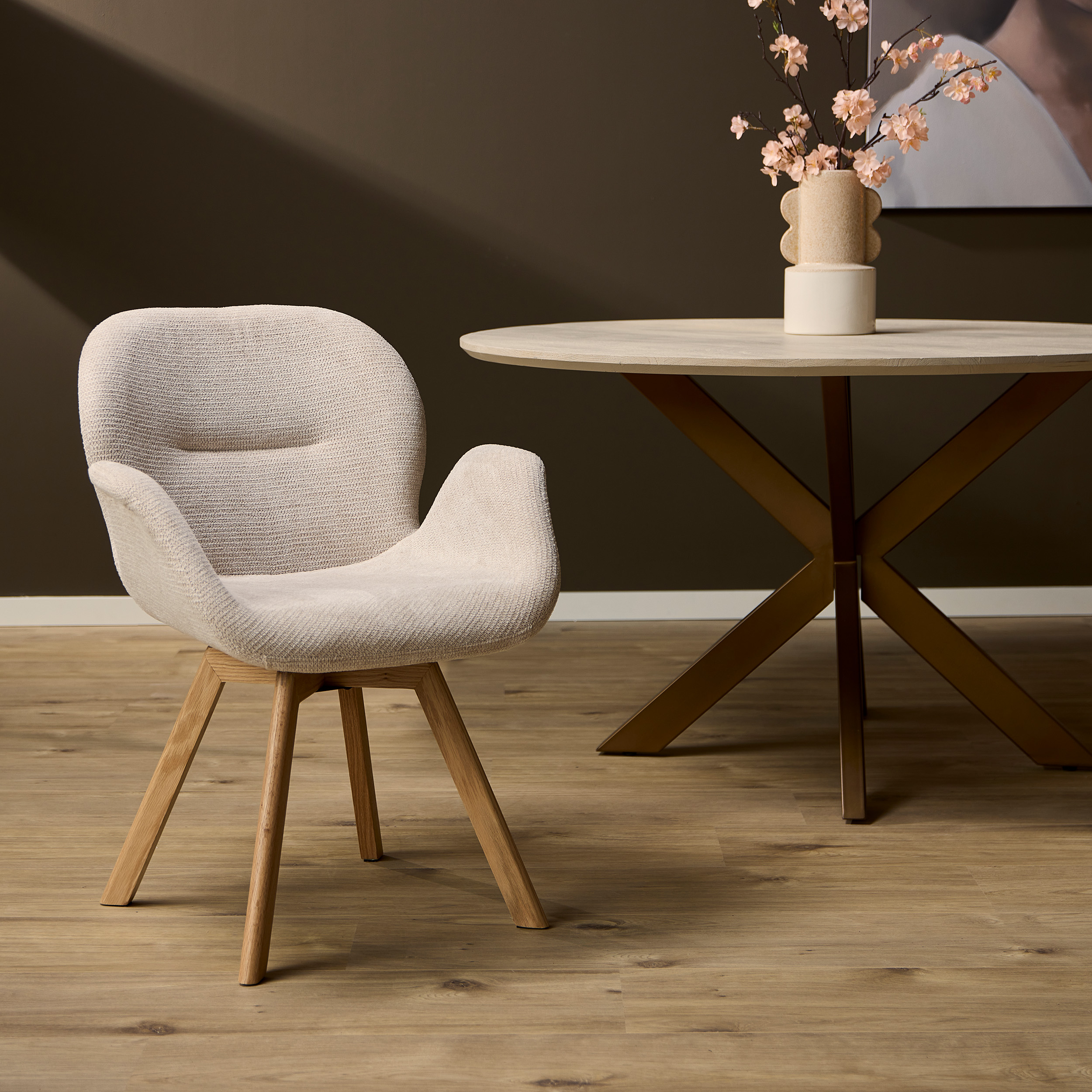 Draaibare eetkamerstoel Jesse Beige - Image 1