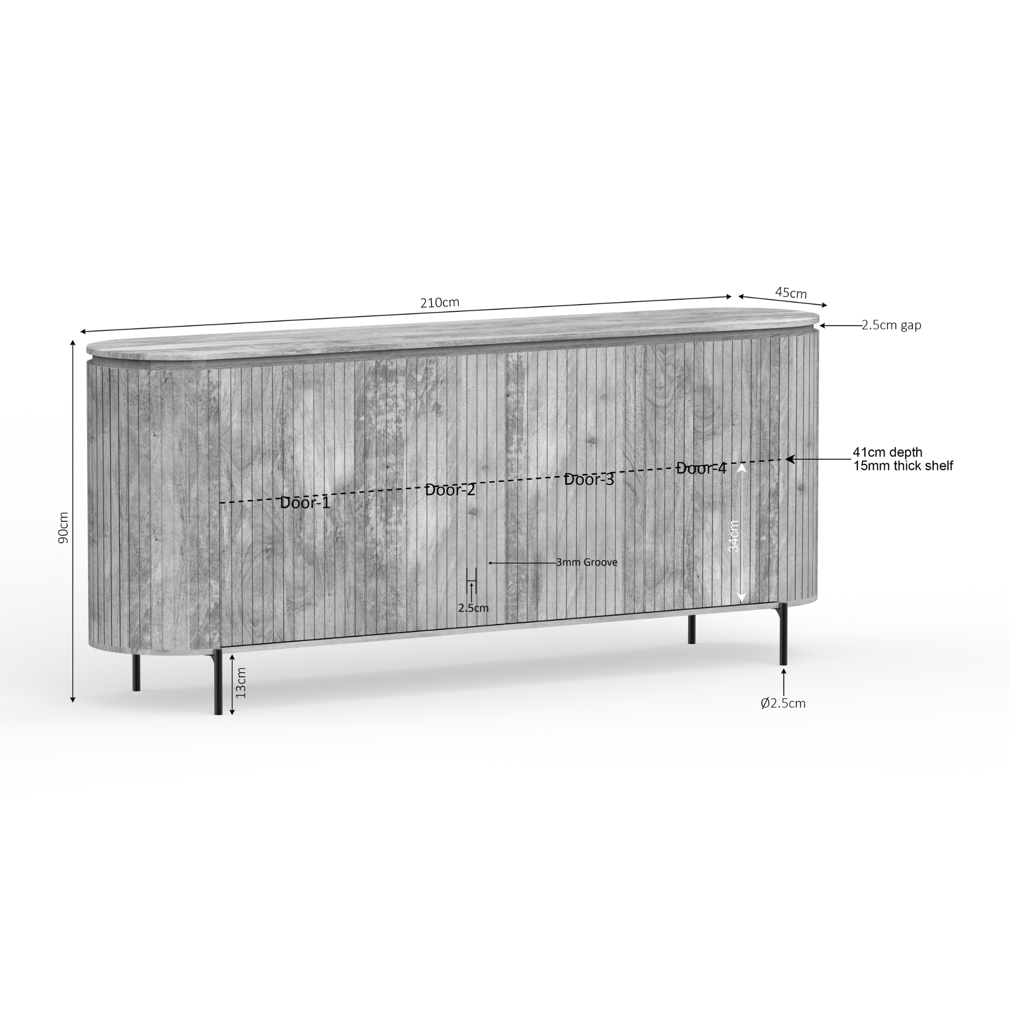 Dressoir Solana Naturel Mangohout 210 cm - Image 6