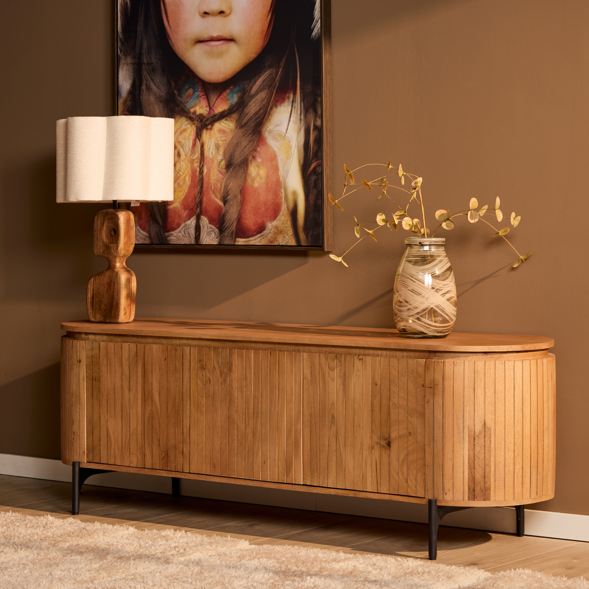 Tv meubel Solana Naturel Mangohout 165 cm - Image 1