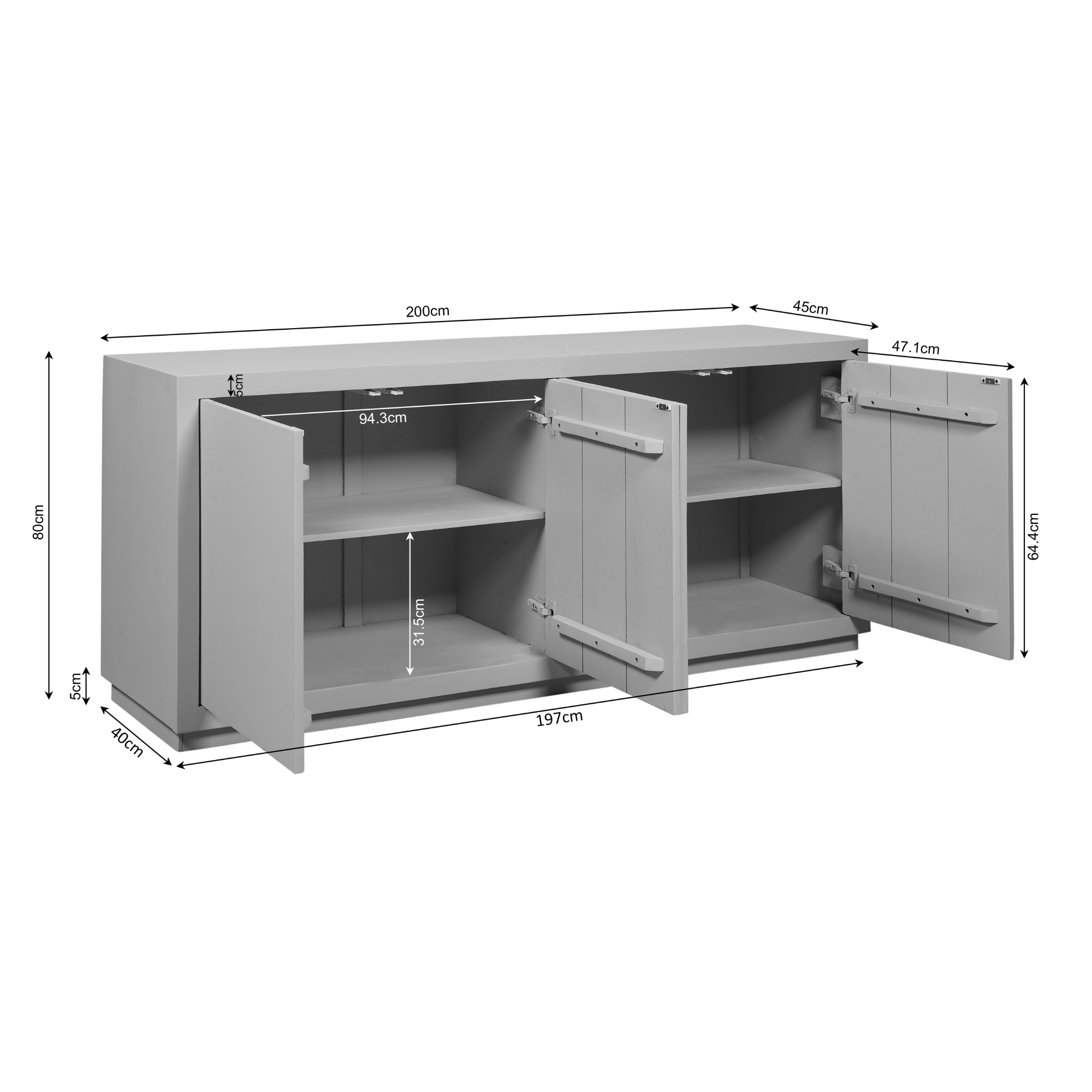 Dressoir Brussel Bruin Mangohout 200 cm - Image 7