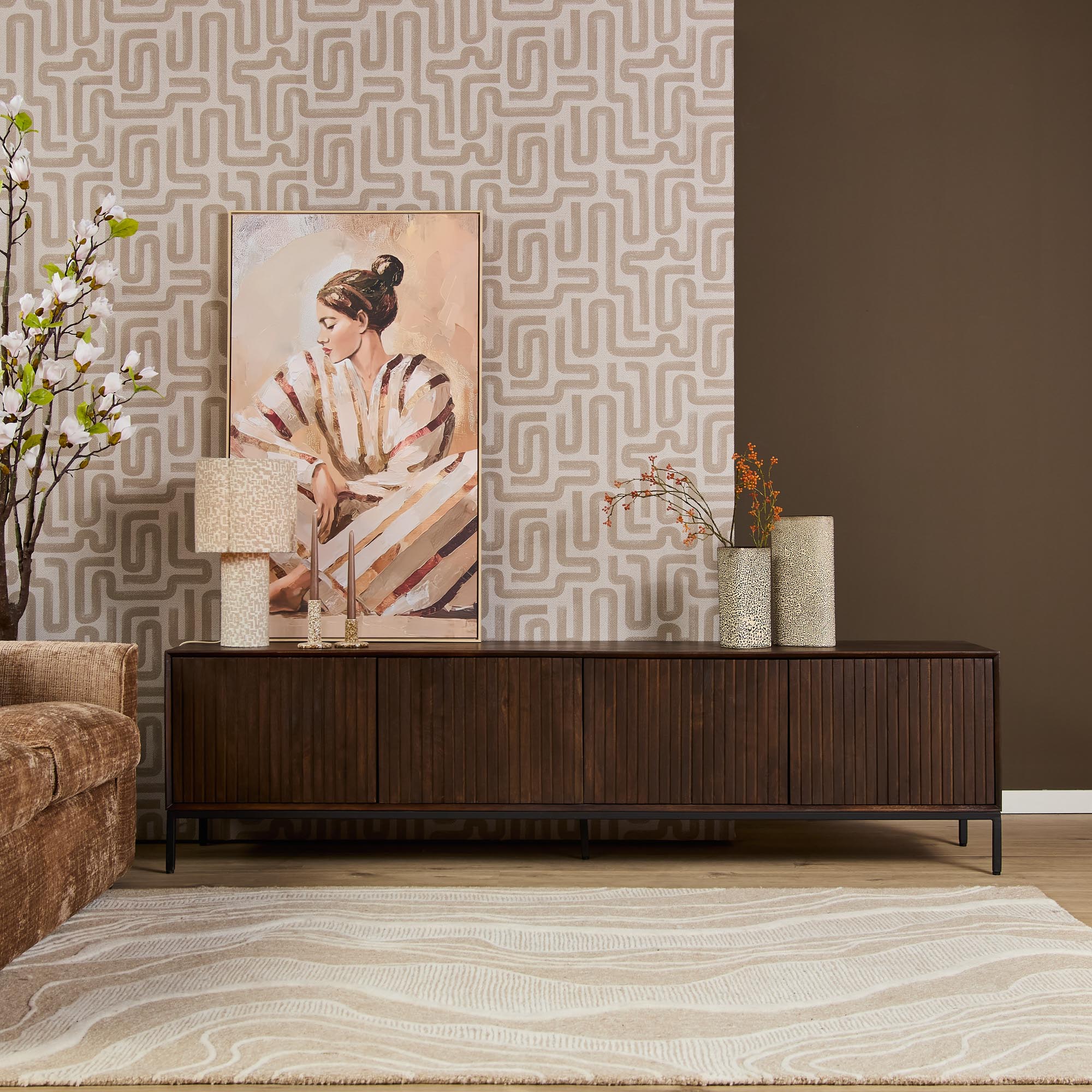 Tv meubel Madison Bruin Mangohout 210 cm - Image 1