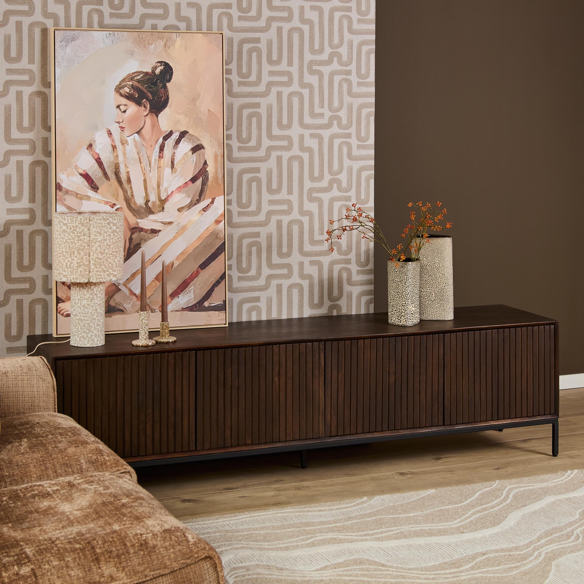Tv meubel Madison Bruin Mangohout 210 cm - Image 2