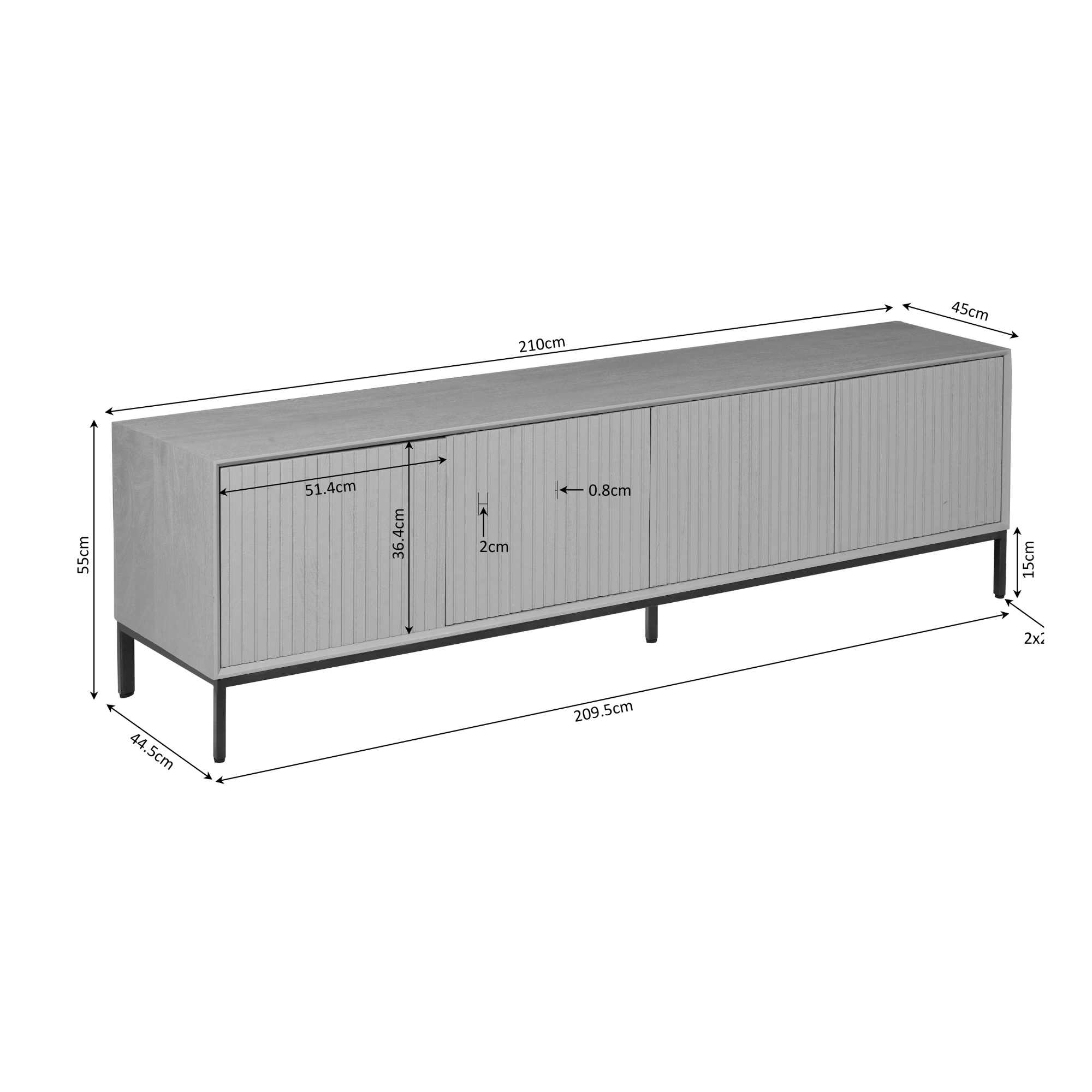 Tv meubel Madison Bruin Mangohout 210 cm - Image 9