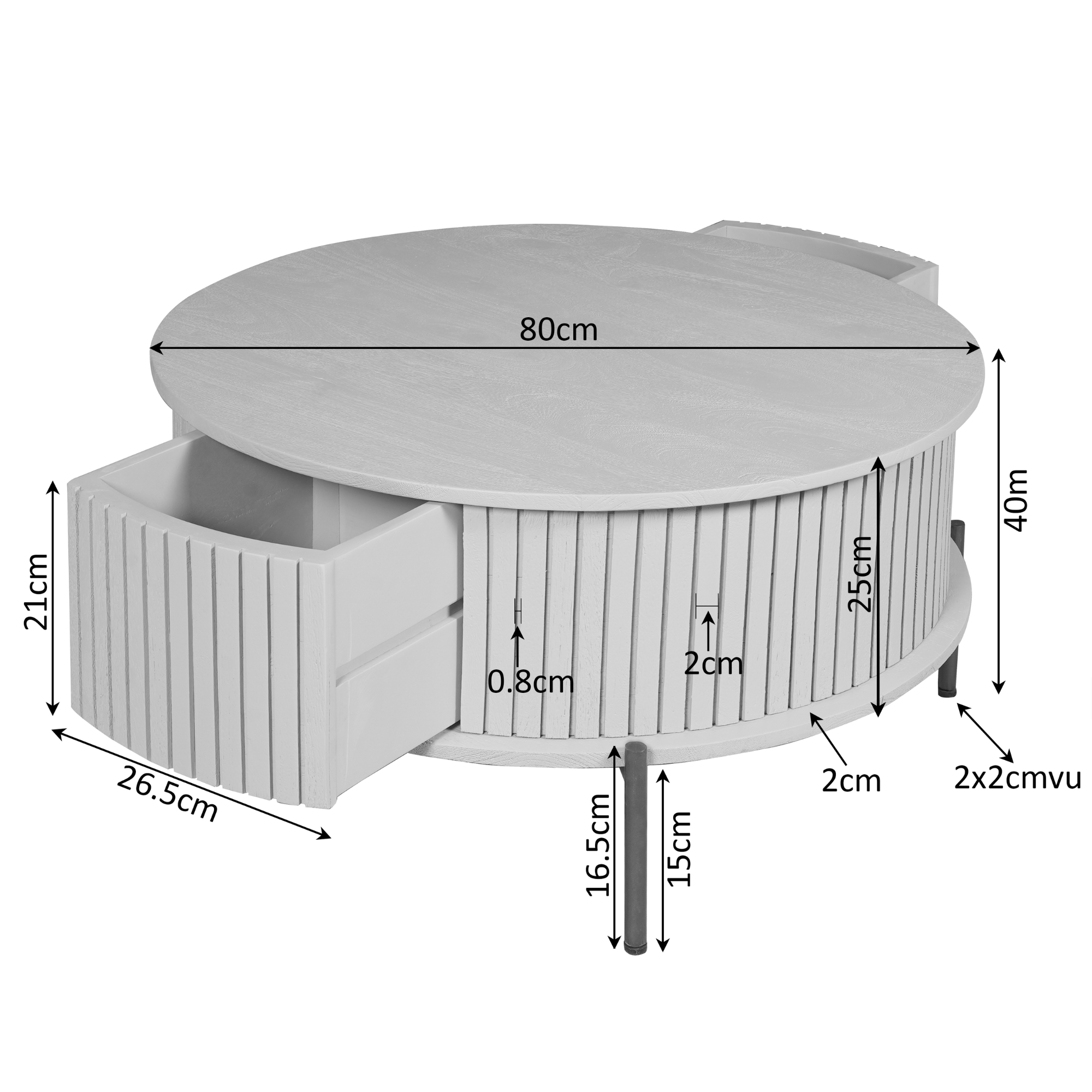 Ronde salontafel Madison Bruin Mangohout 80 cm - Image 8