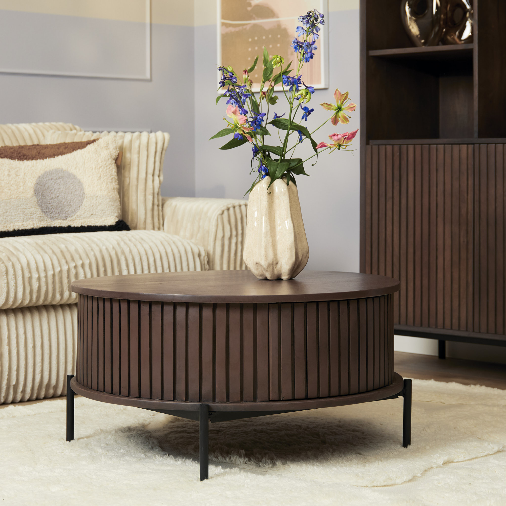 Ronde salontafel Madison Bruin Mangohout 80 cm - Image 9