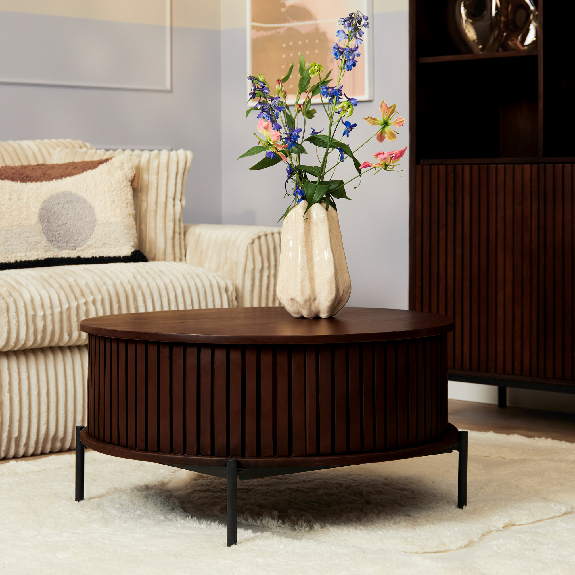Ronde salontafel Madison Bruin Mangohout 80 cm - Image 13