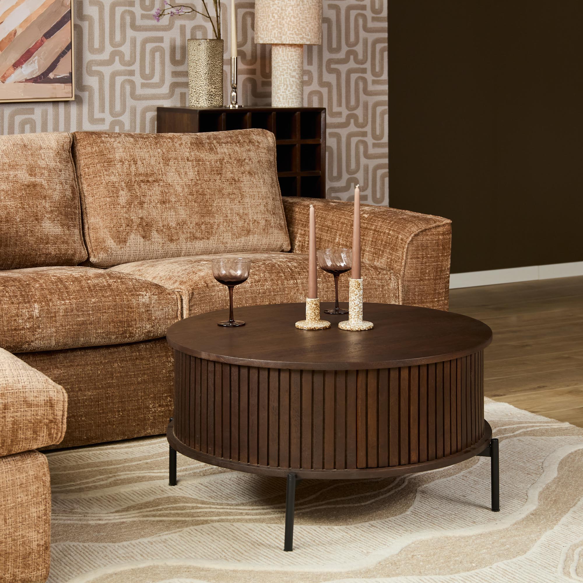 Ronde salontafel Madison Bruin Mangohout 80 cm - Image 15