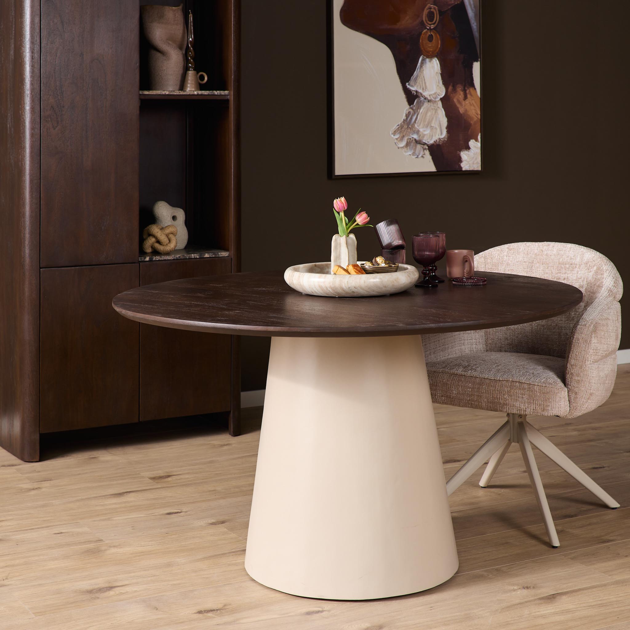 STF-6791_0 Ronde eettafel Madison Bruin Mangohout 150 cm - Image 1