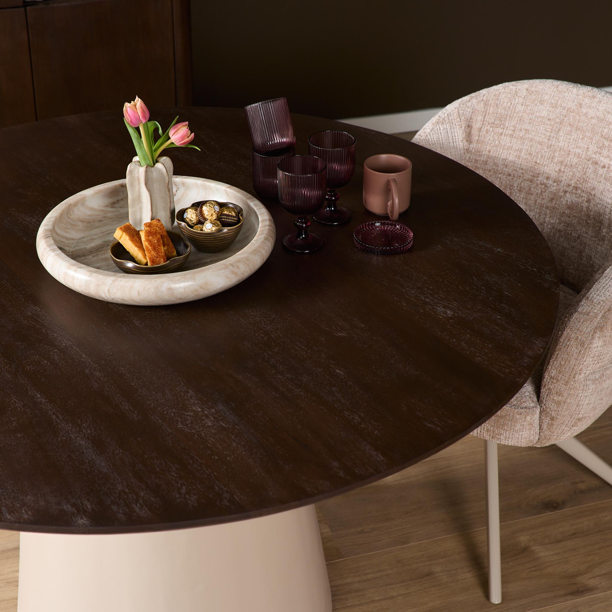 STF-6791_2 Ronde eettafel Madison Bruin Mangohout 150 cm - Image 3
