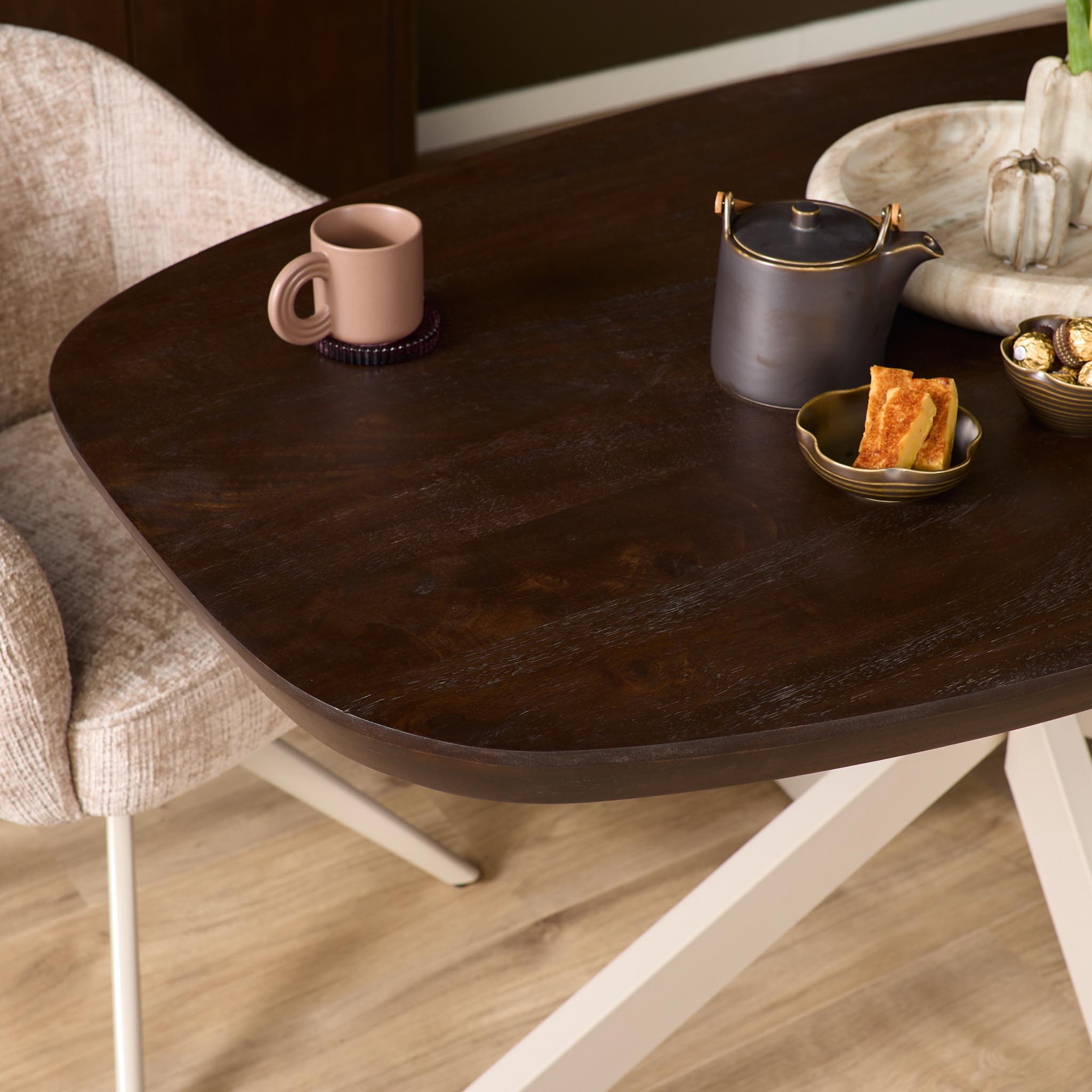 Deens ovale eettafel Madison Bruin Poot Zand Mangohout 160 cm - Image 2