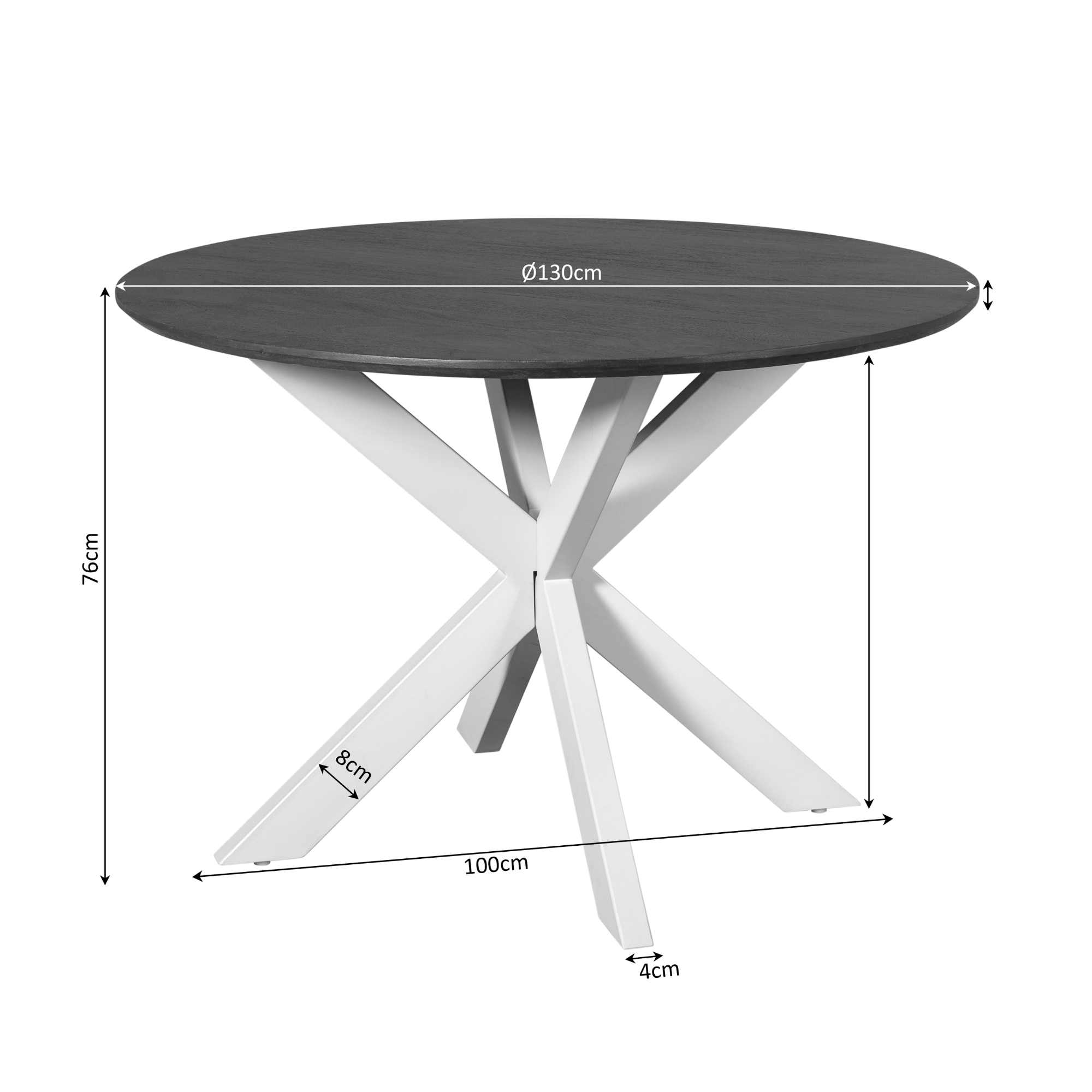 STF-6801_8 Ronde eettafel Madison Bruin Poot Zand Mangohout 130 cm - Image 9