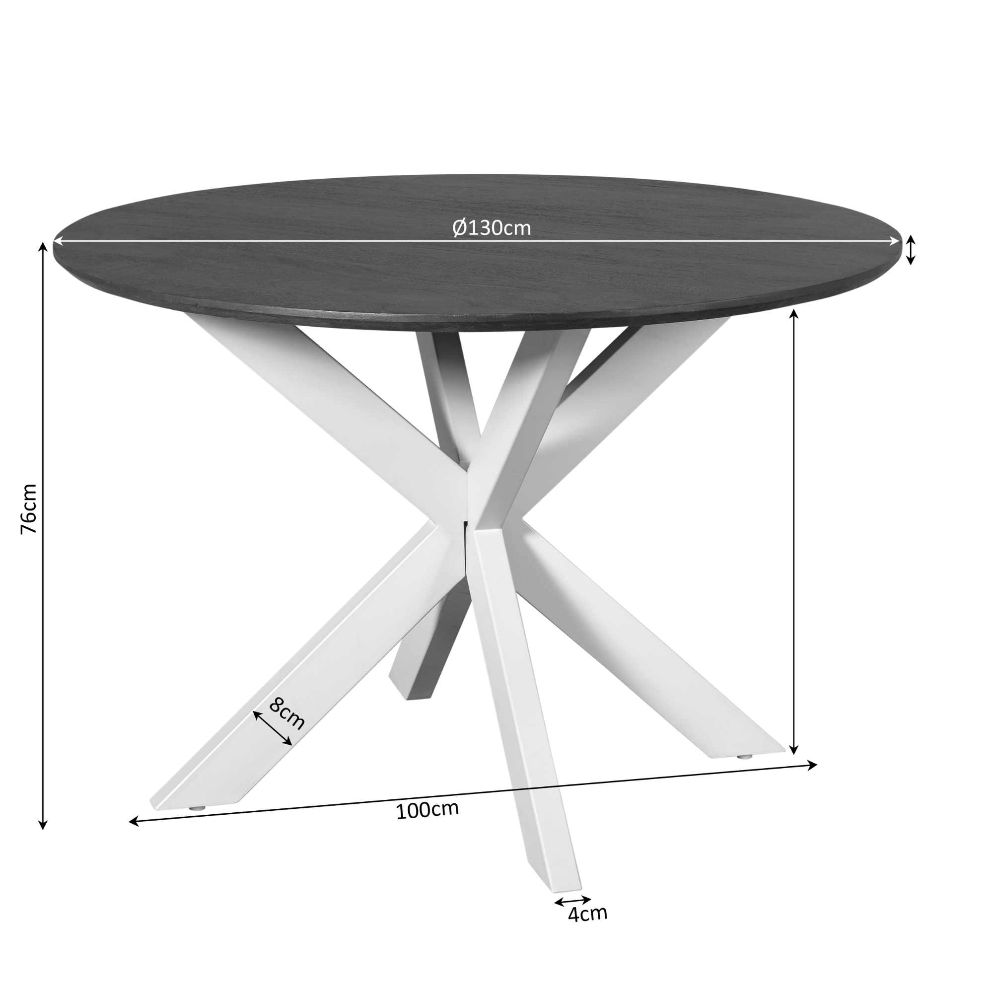 Ronde eettafel Madison Bruin Poot Zwart Mangohout 130 cm - Image 8