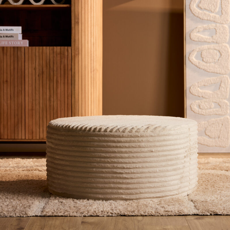 Ronde Hocker Beige 80 cm | Tilia 03 - Image 1
