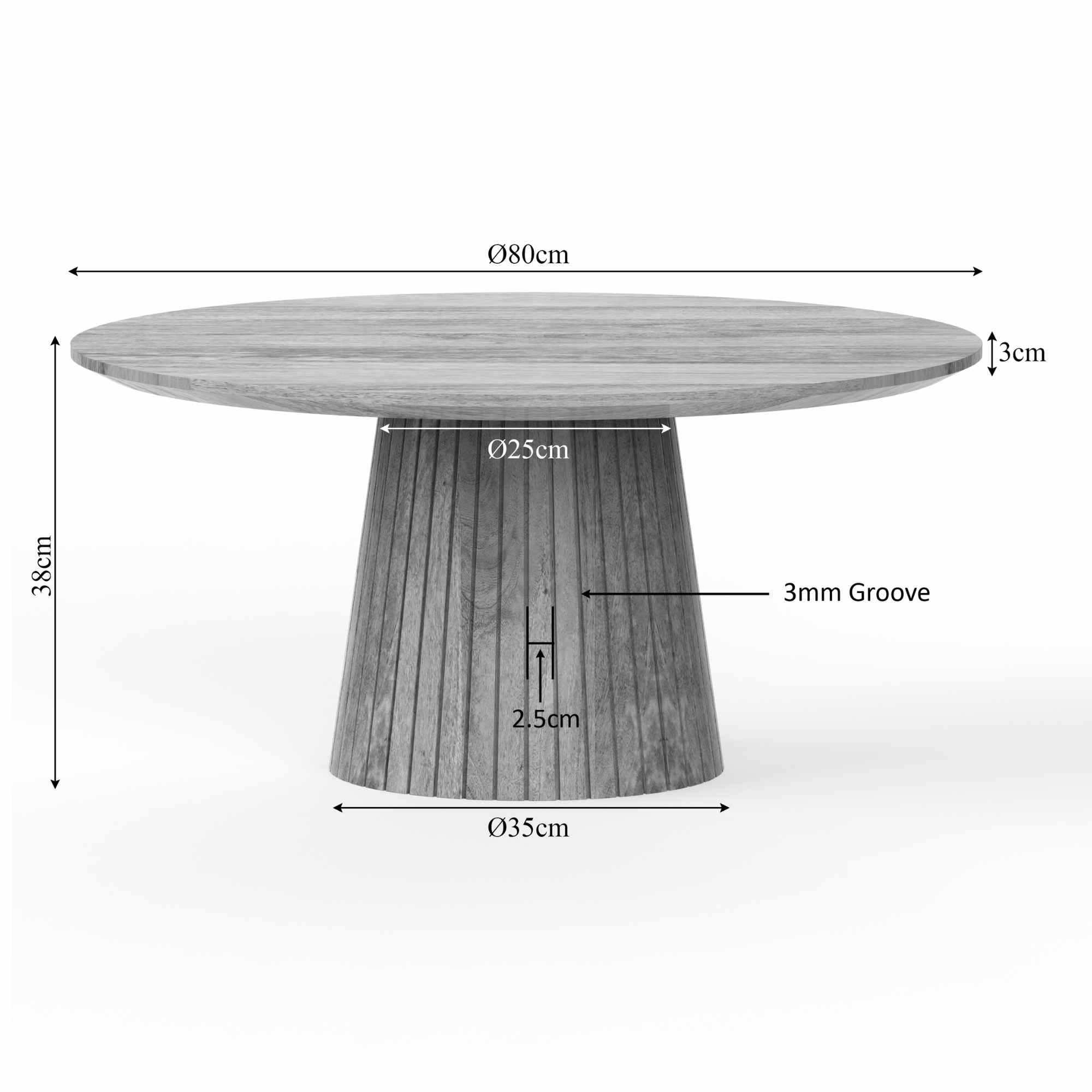 Salontafel Solana Taupe Mangohout 80 cm - Image 9