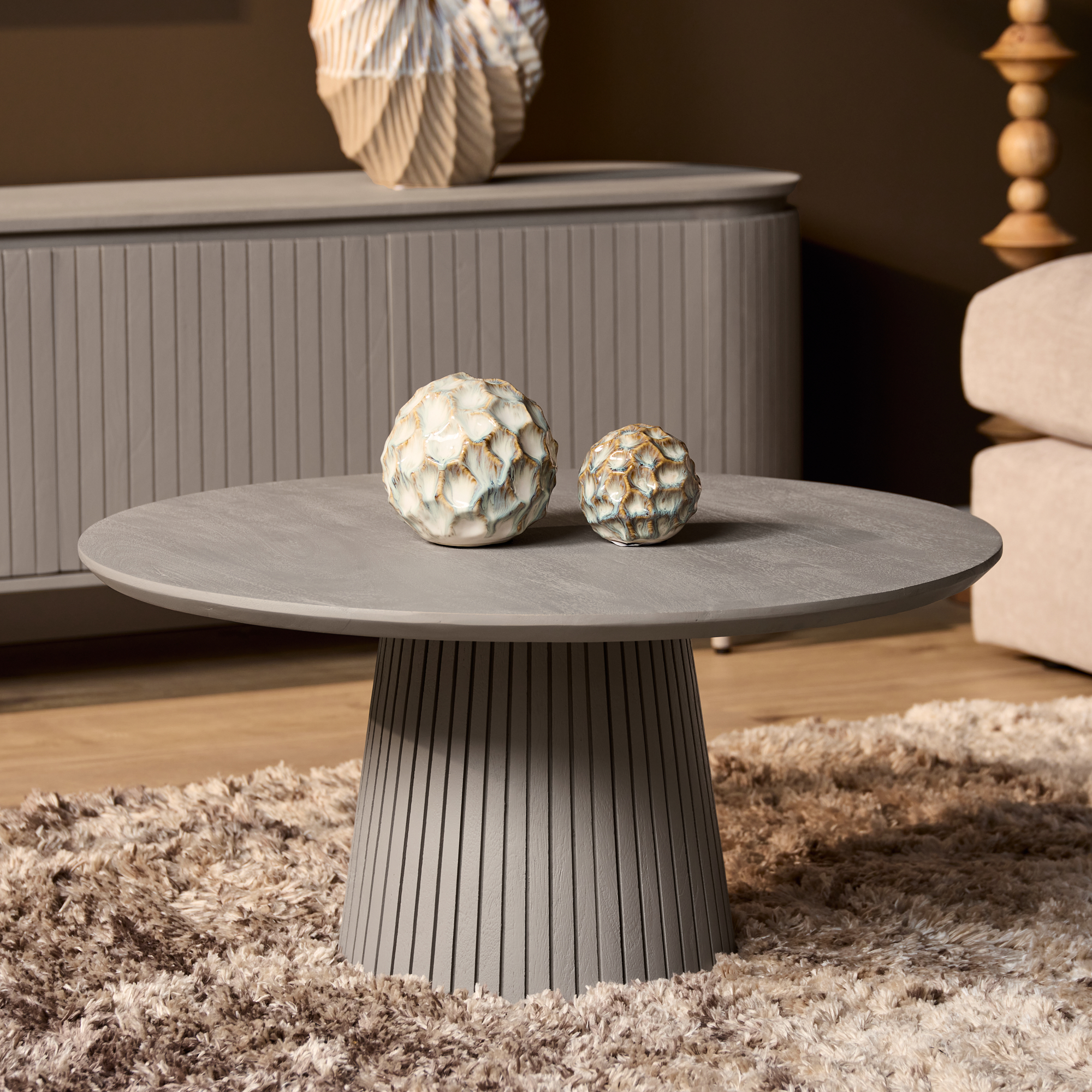 Salontafel Solana Taupe Mangohout 80 cm - Image 1