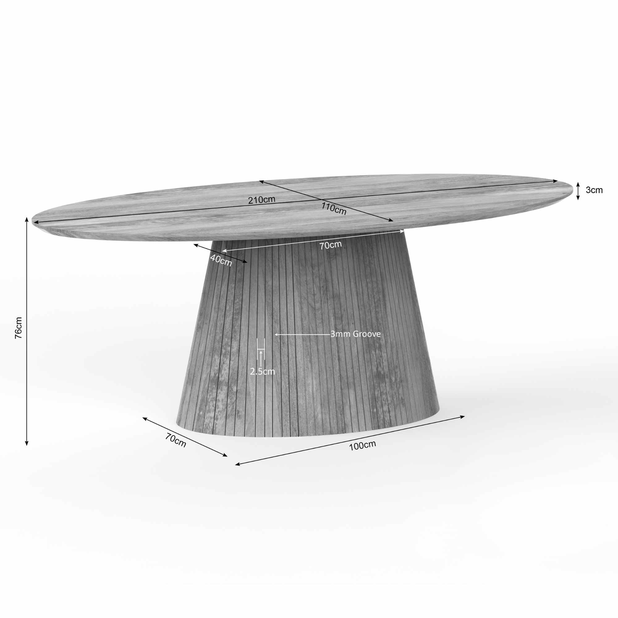 Ovale eettafel Solana Taupe Mangohout 210 cm - Image 8