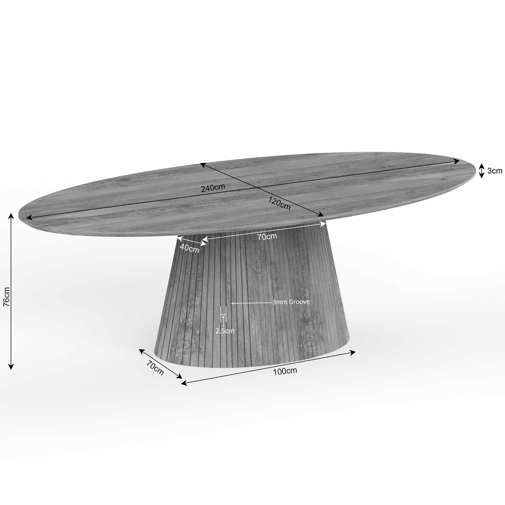 Ovale eettafel Solana Taupe Mangohout 240 cm - Image 7
