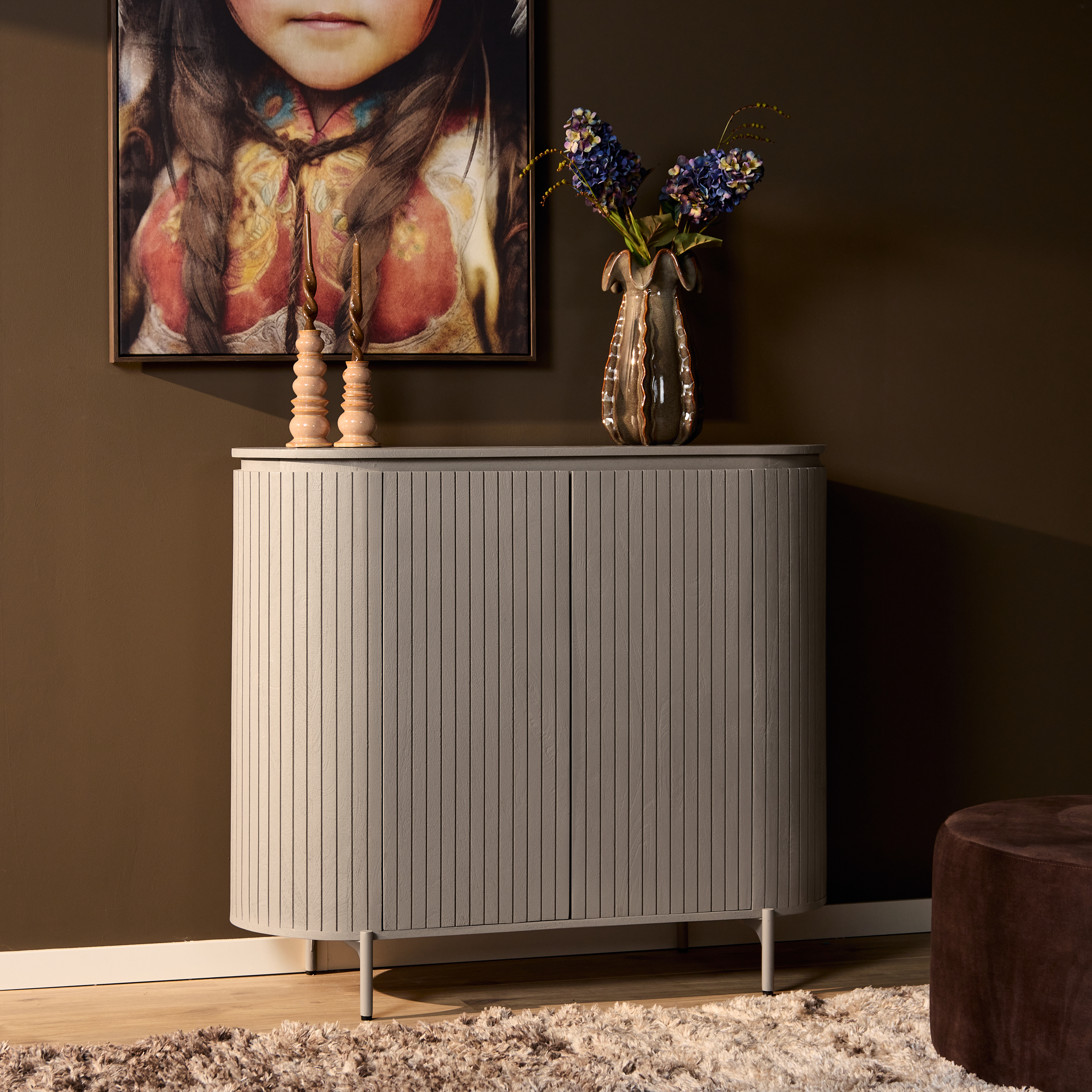 STF-2907_0 Kabinet kast Solana Taupe Mangohout 115 cm - Image 1