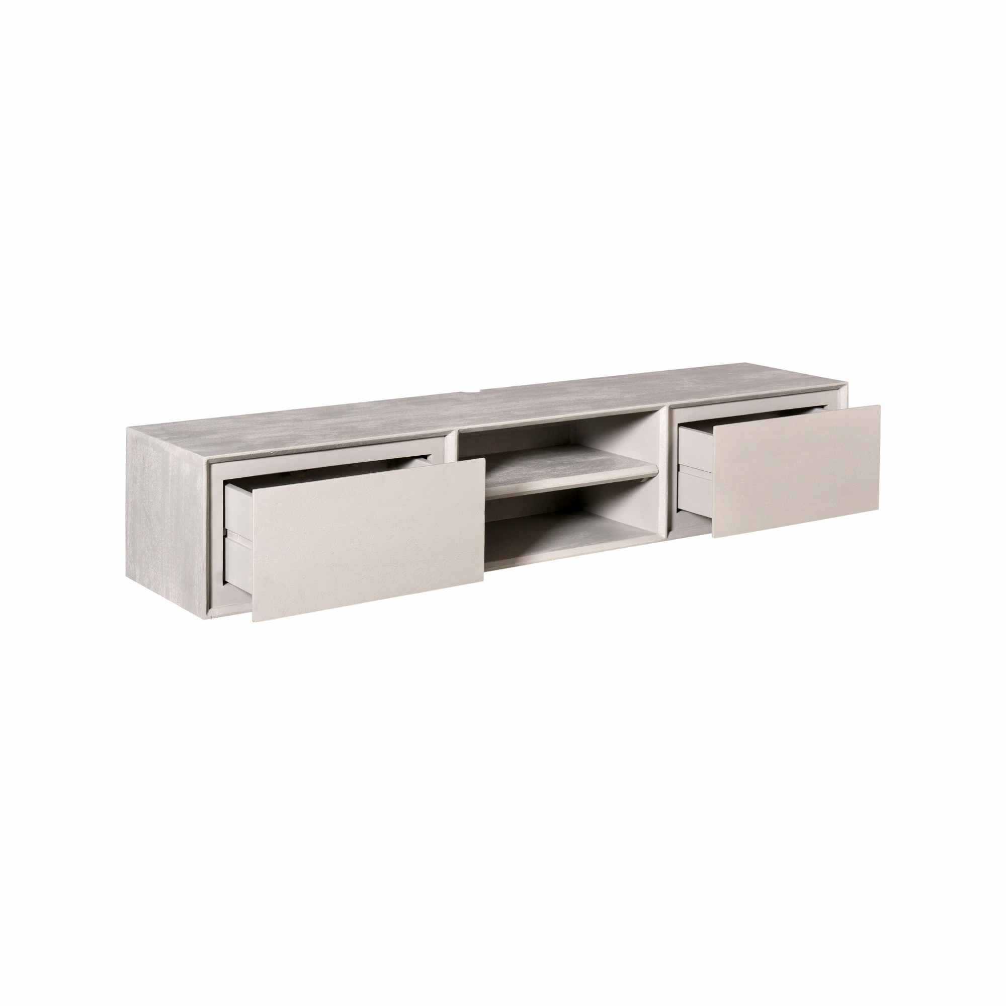 STF-1622_6 Zwevend tv meubel Ambiance Taupe Mangohout 160 cm - Image 7
