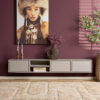 Zwevend tv meubel Ambiance Taupe Mangohout 200 cm - Image 1