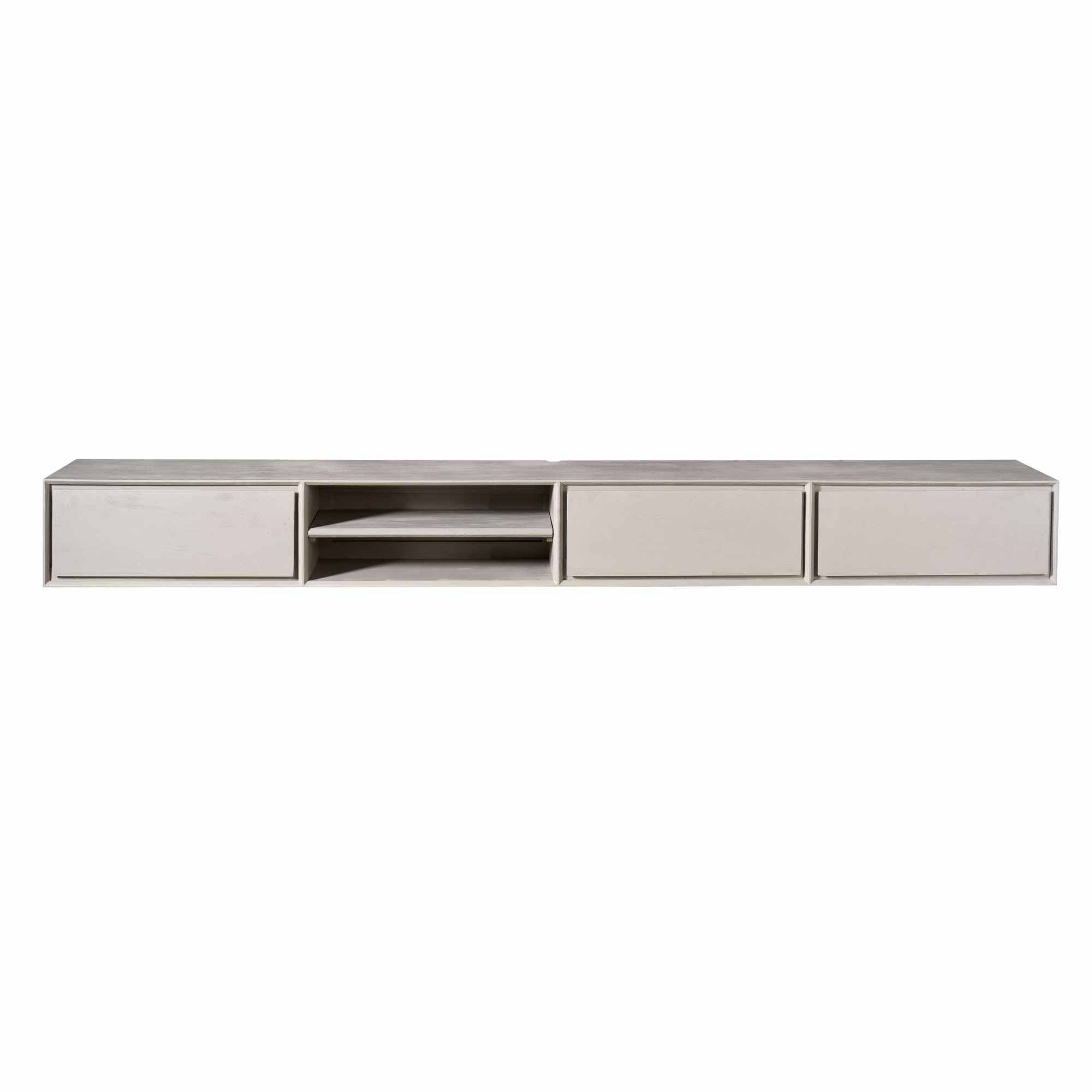 STF-1623_3 Zwevend tv meubel Ambiance Taupe Mangohout 200 cm - Image 4