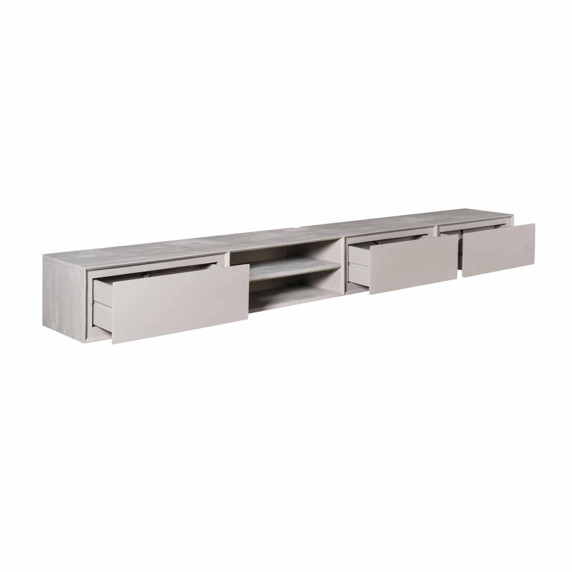 STF-1623_5 Zwevend tv meubel Ambiance Taupe Mangohout 200 cm - Image 6