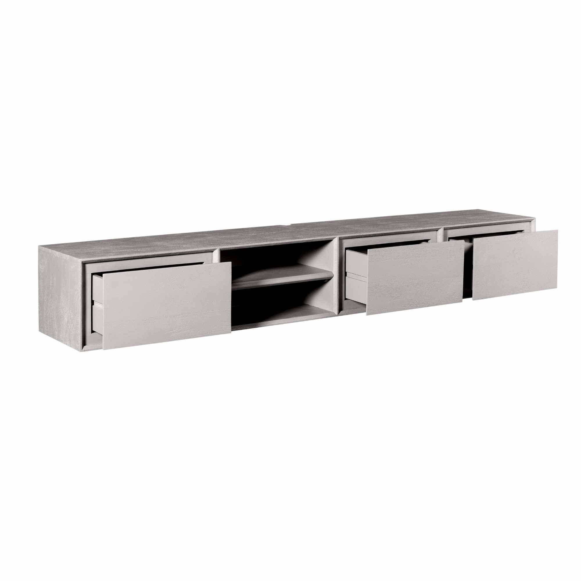 STF-1623_6 Zwevend tv meubel Ambiance Taupe Mangohout 200 cm - Image 7