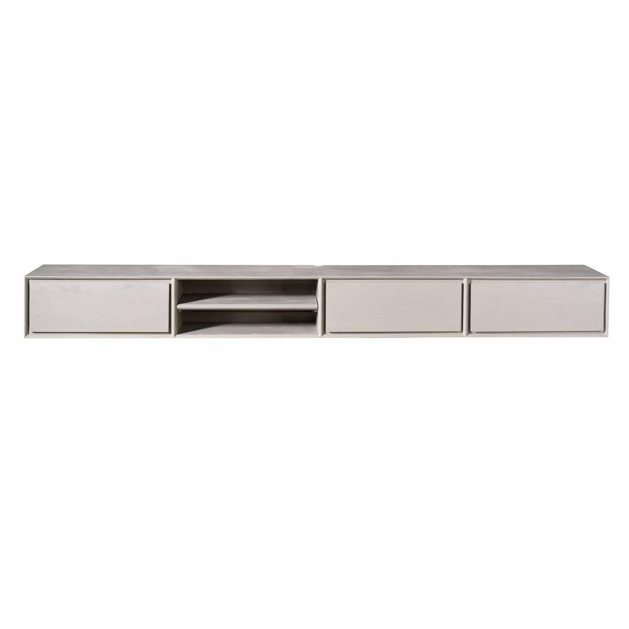 STF-1624_3 Zwevend tv meubel Ambiance Taupe Mangohout 240 cm - Image 4