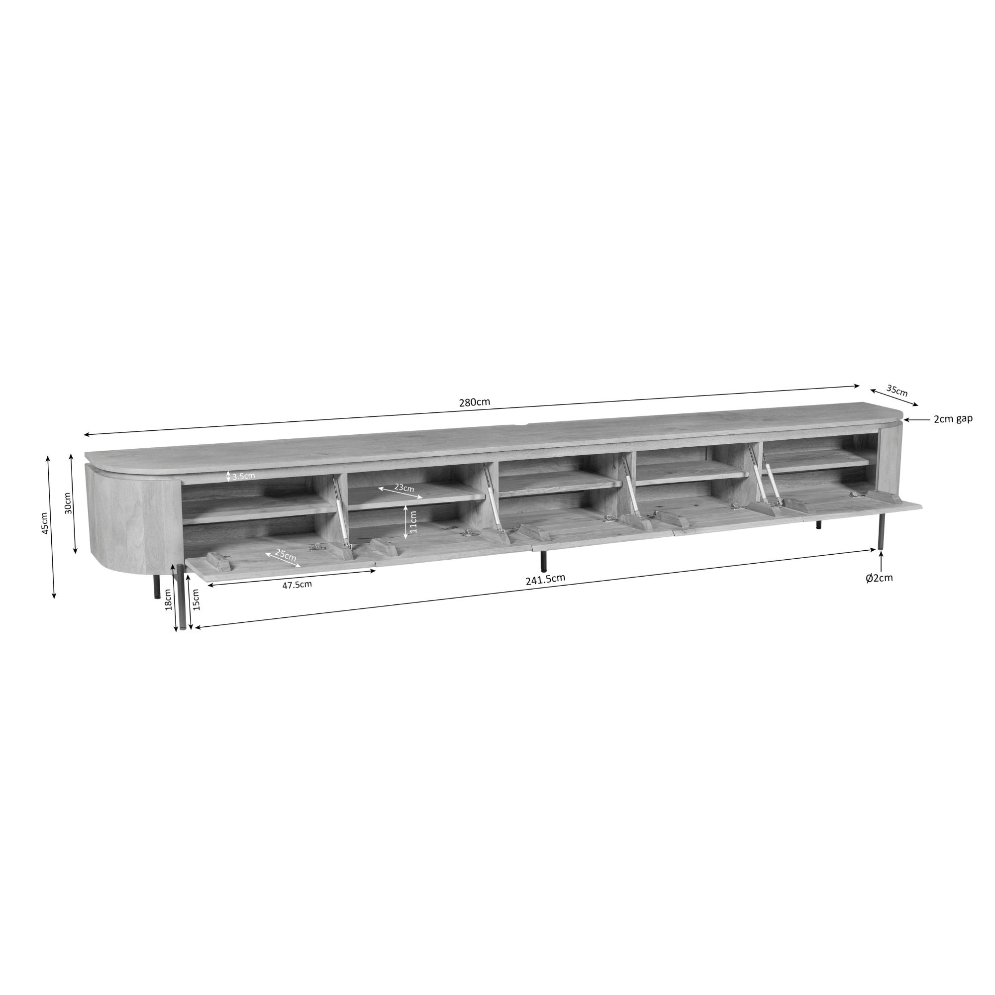 Tv meubel Excellent Naturel Mangohout 280 cm - Image 14
