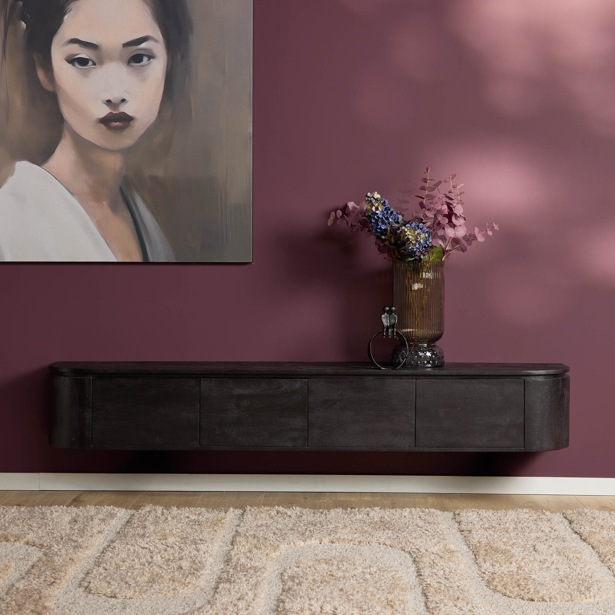 Tv meubel Excellent Zwart Mangohout 200 cm - Image 1