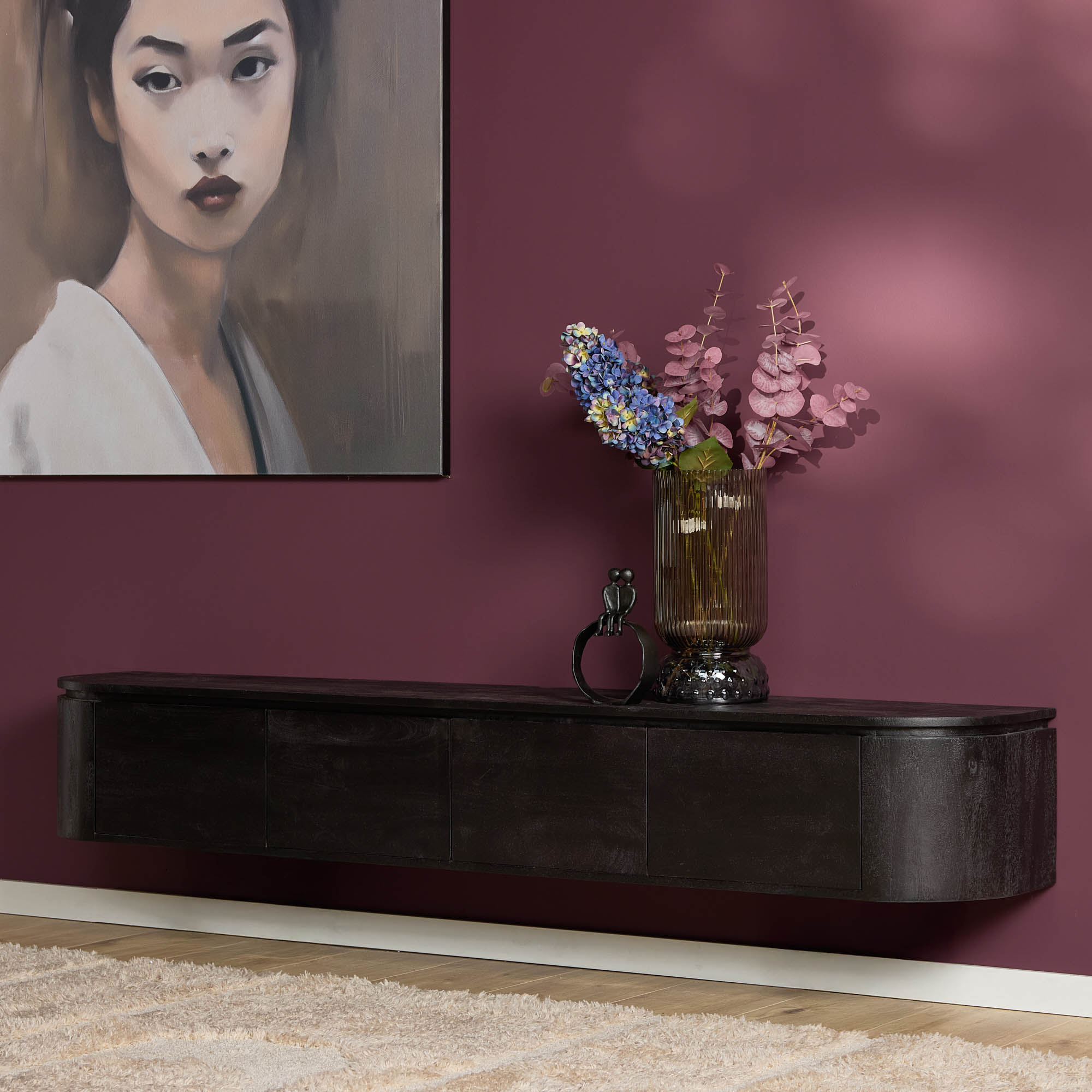 Tv meubel Excellent Zwart Mangohout 200 cm - Image 2