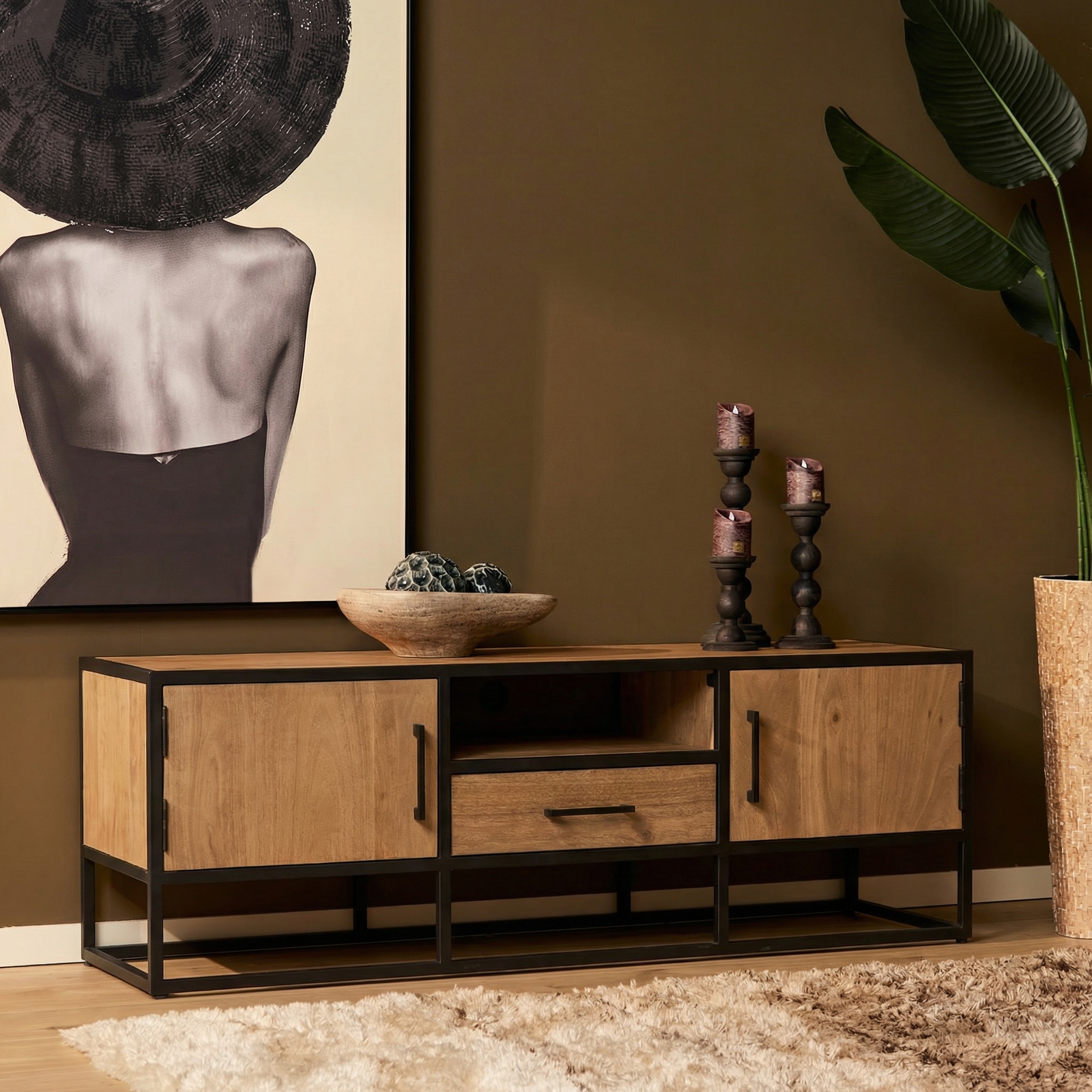 Tv meubel Dakota Naturel Mangohout 145 cm - Image 1